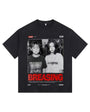 B&W Photo Large Print Vintage-Washed Oversized T-shirt