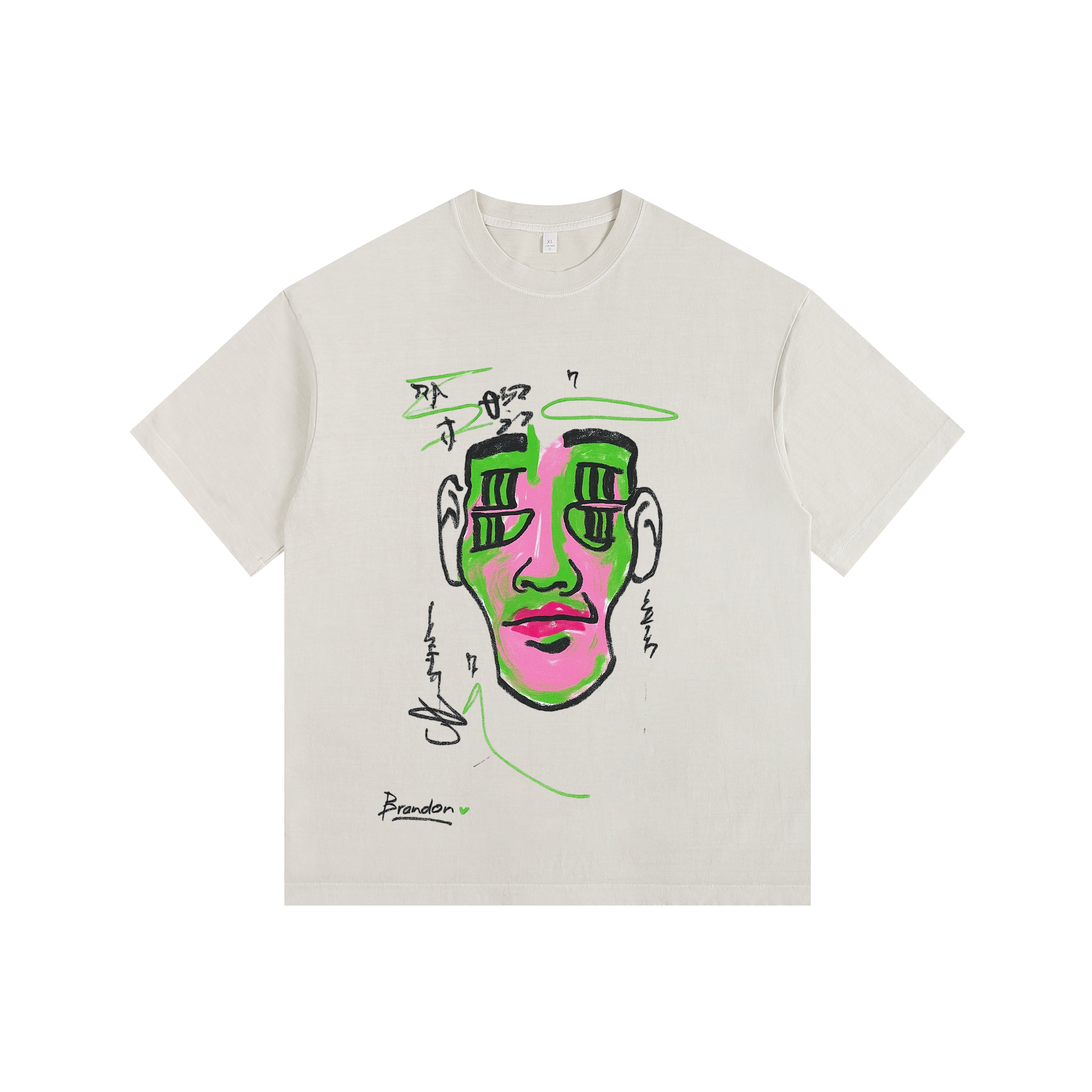 Comical Face Vintage-washed oversized T-shirt