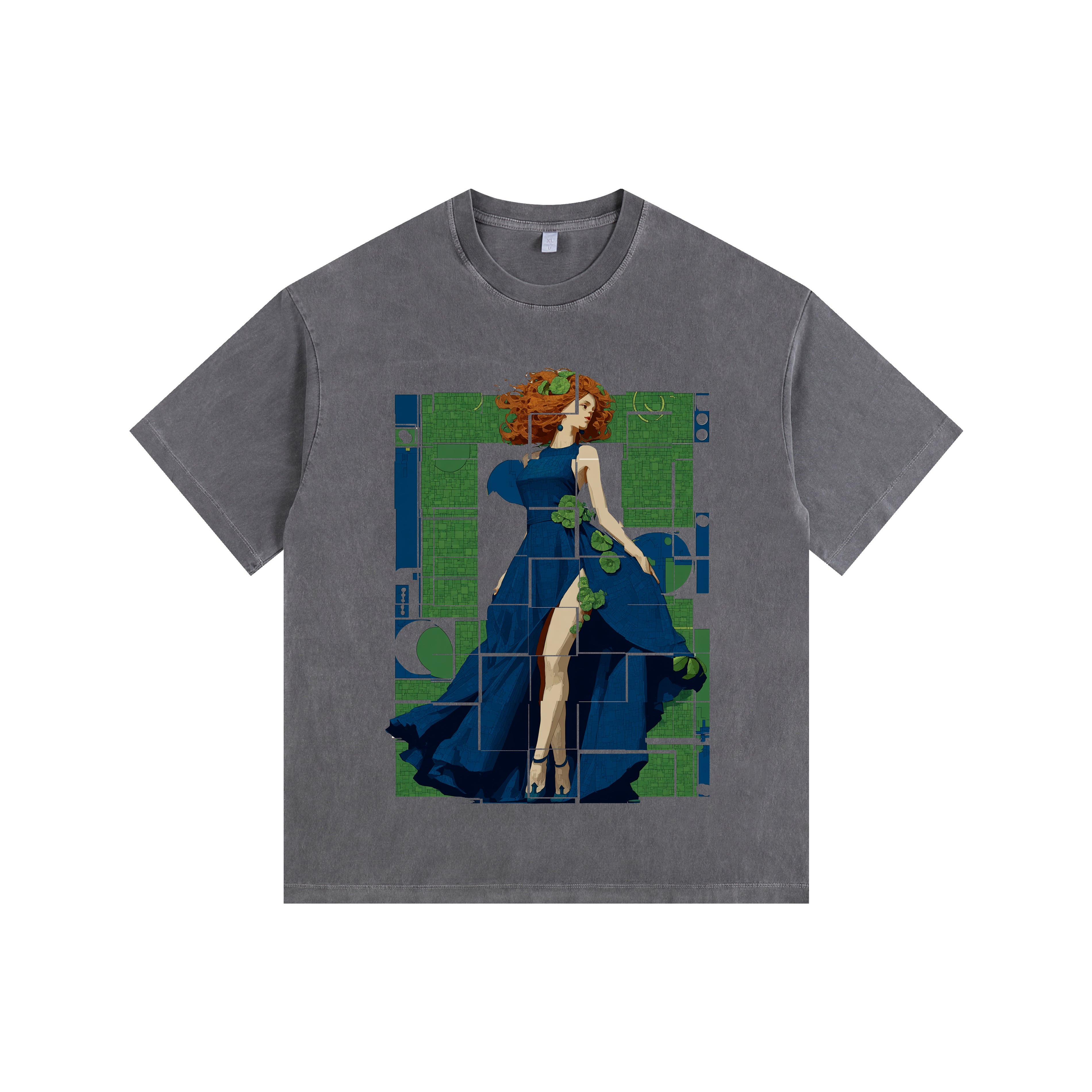 Blue Dress Vintage-Washed Oversized T-shirt
