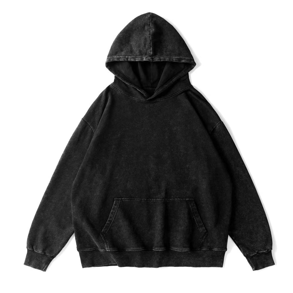 Solid color Vintage-washed oversize Hoodie
