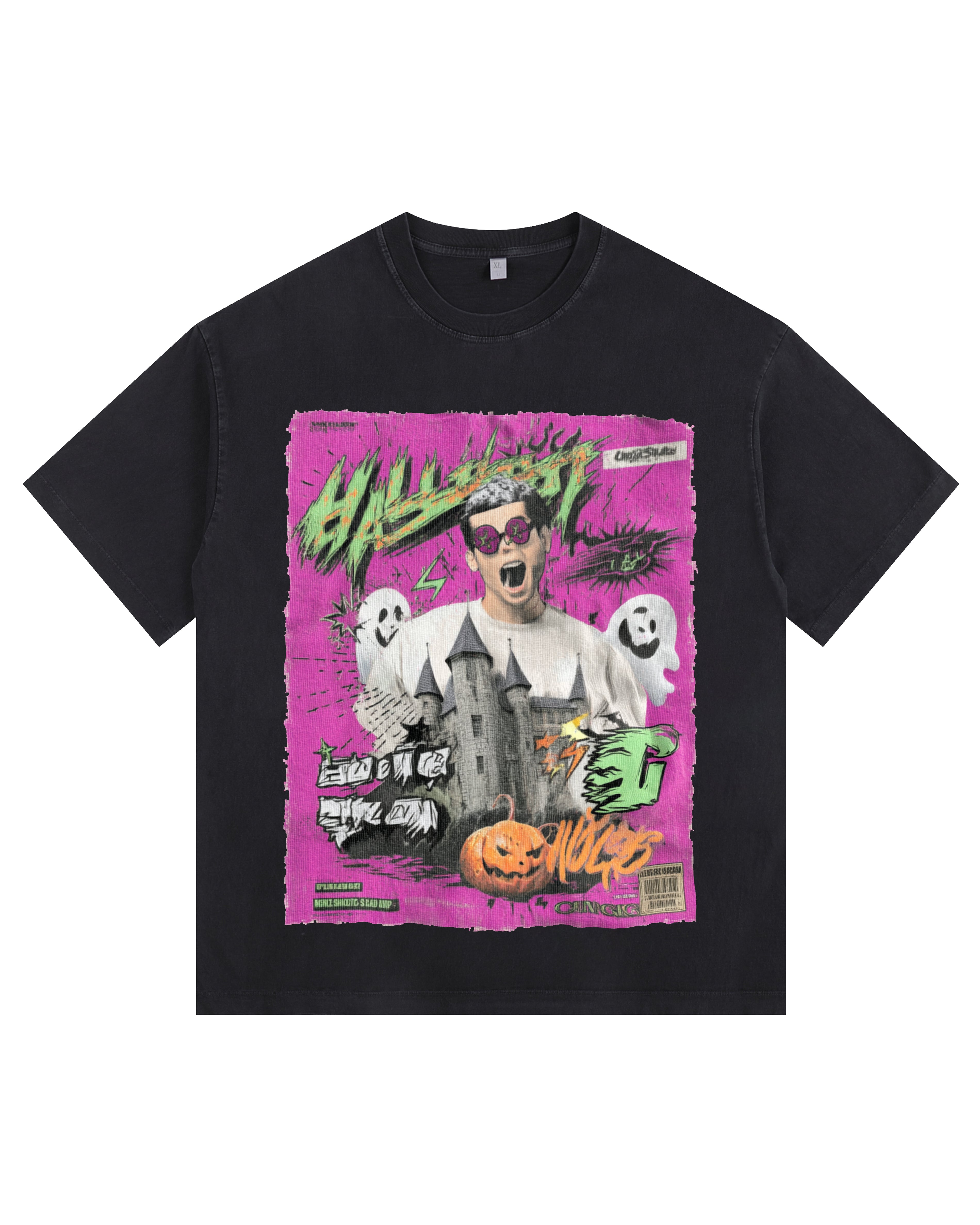Halloween Scare Vintage-Washed Oversized T-shirt – [Halloween🎃]