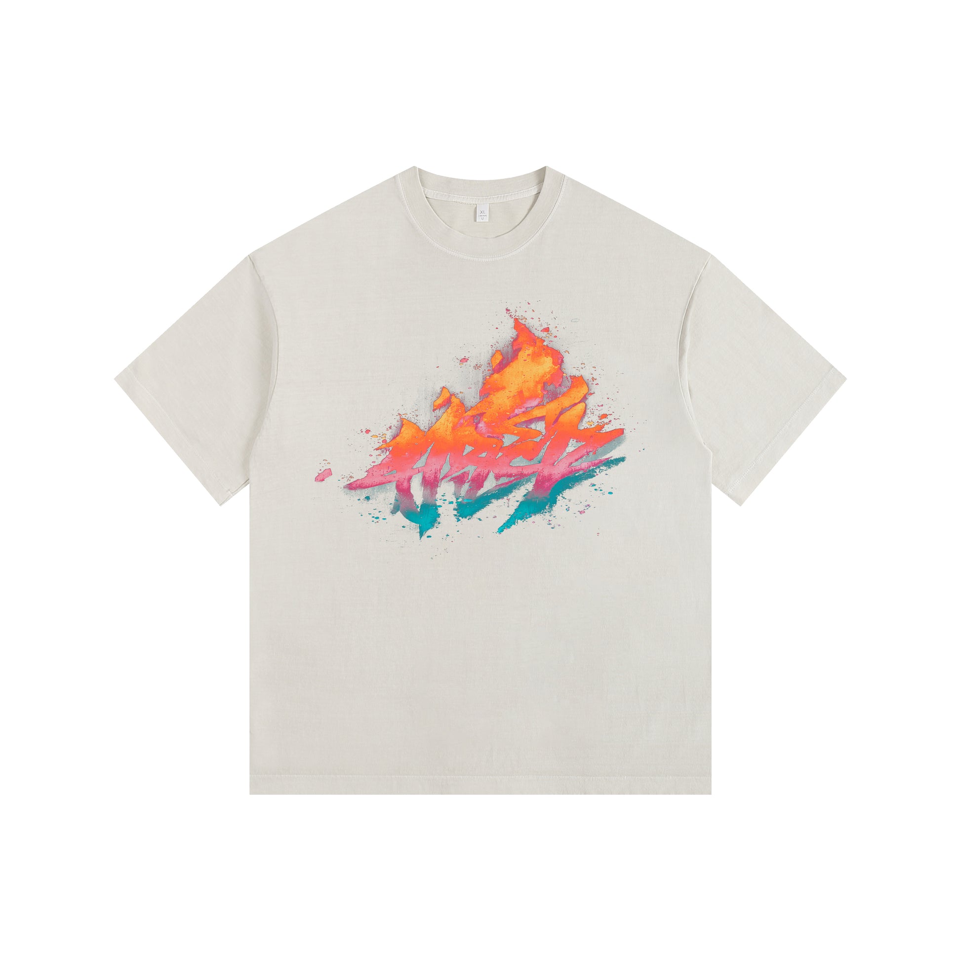 Flame Font Vintage-Washed Oversized T-shirt