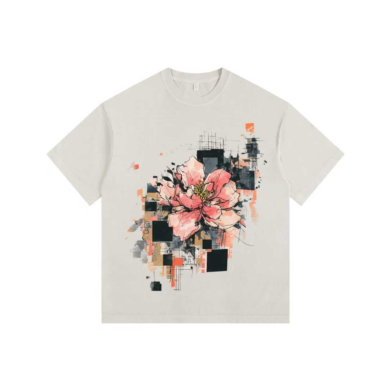 Flower Manuscript Vintage-washed oversized T-shirt
