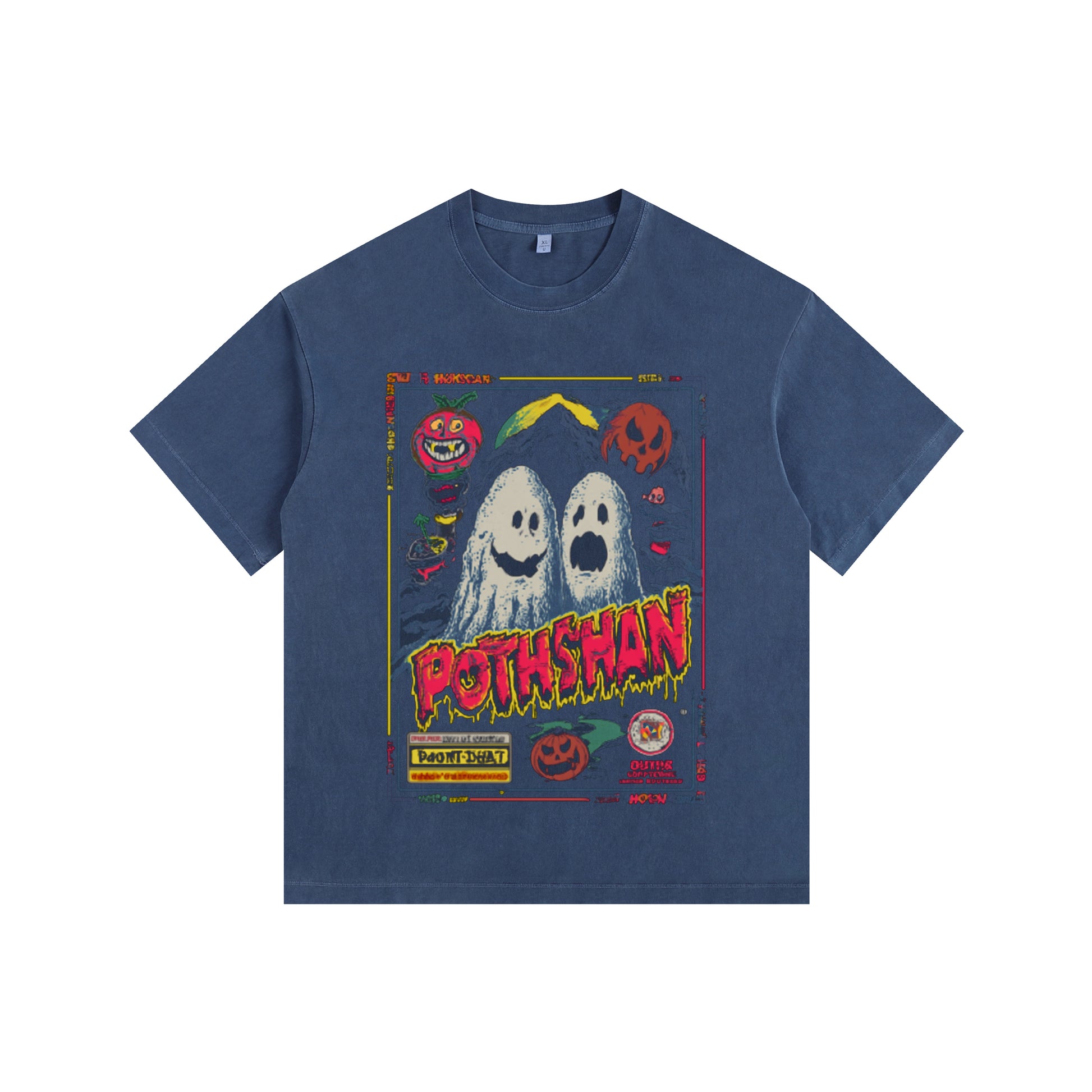 Ghost’n Brothers Vintage-Washed Oversized Tee – [Halloween🎃]