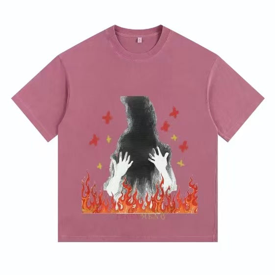 Blazeborne Hands Vintage-Washed Oversized Tee – [The Recounted Cloth]