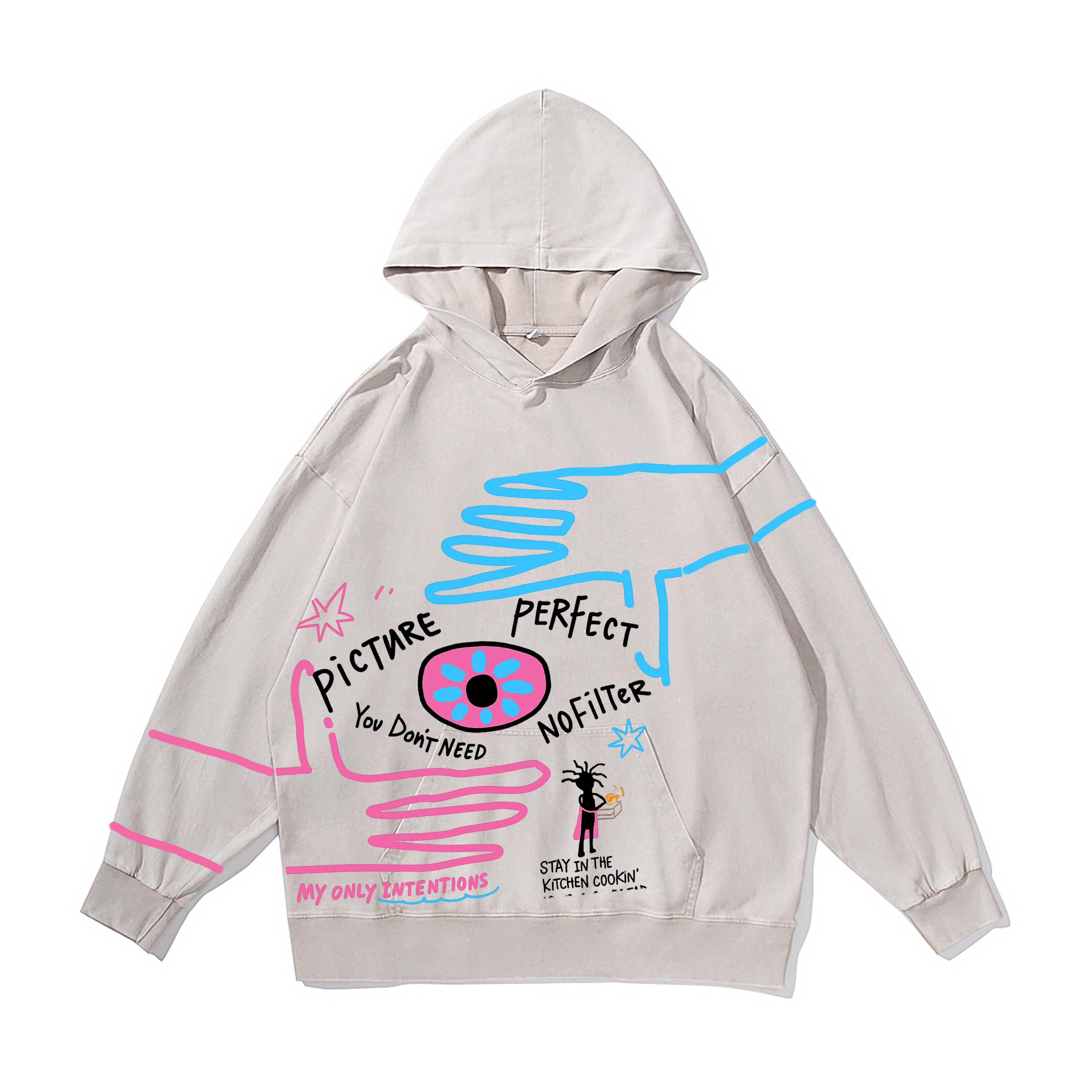 Eye Doodle Vintage-Washed  Hoodie – [The Recounted Cloth]