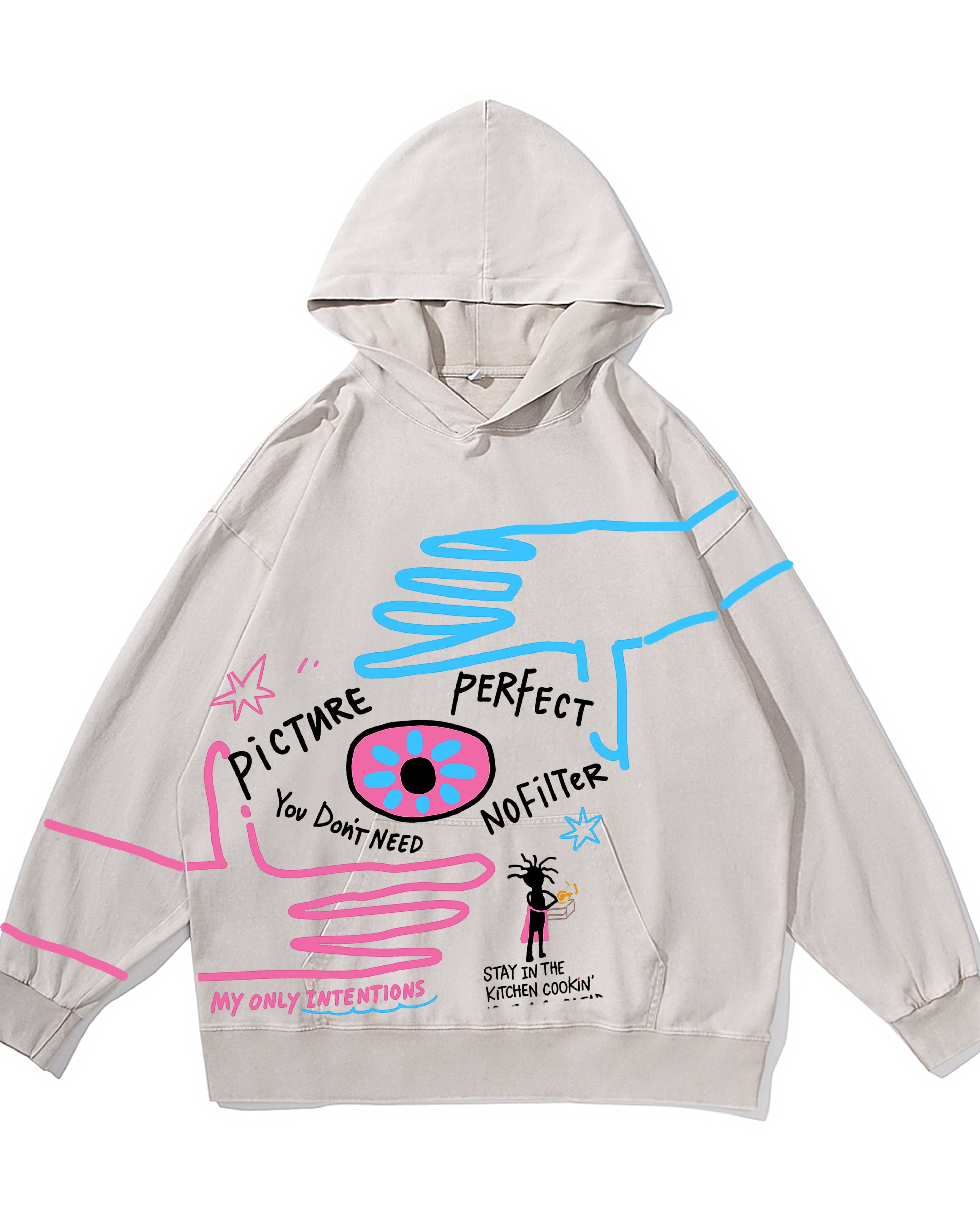 Eye Doodle Vintage-Washed  Hoodie – [The Recounted Cloth]