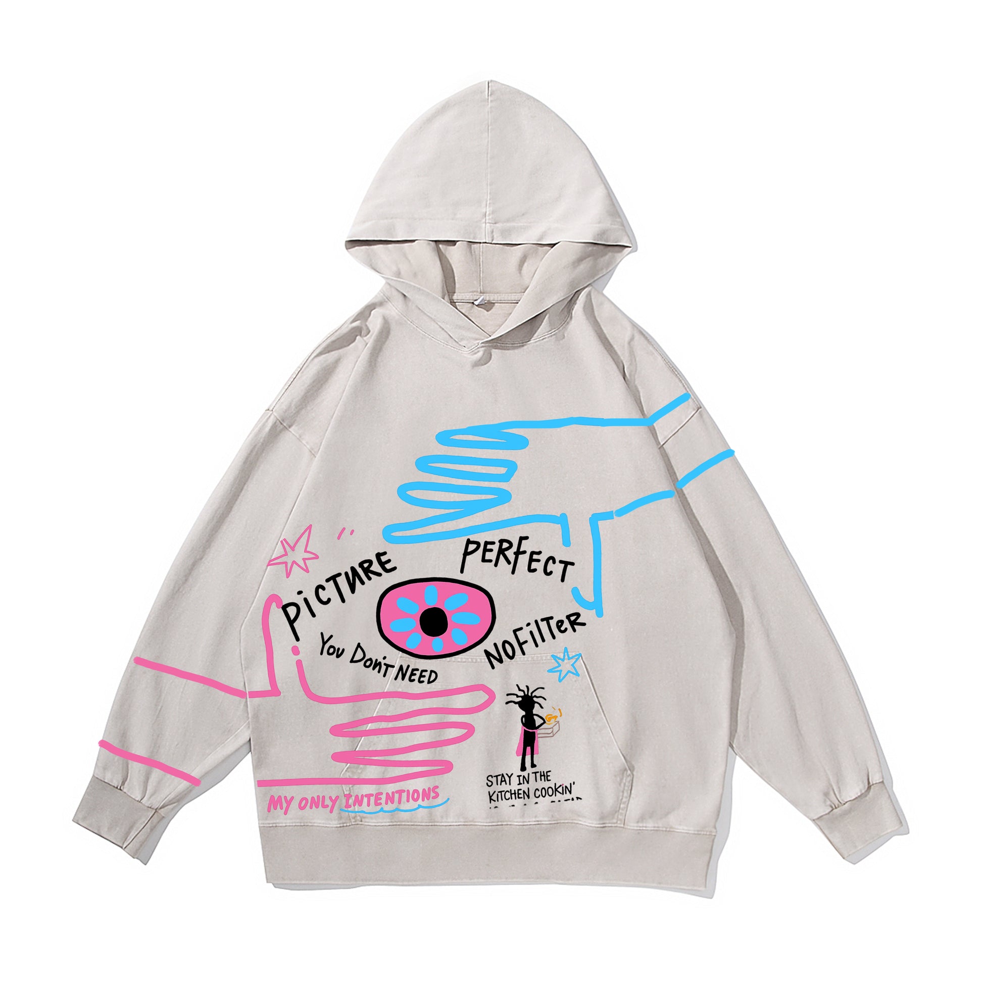 Eye Doodle Vintage-Washed  Hoodie – [The Recounted Cloth]