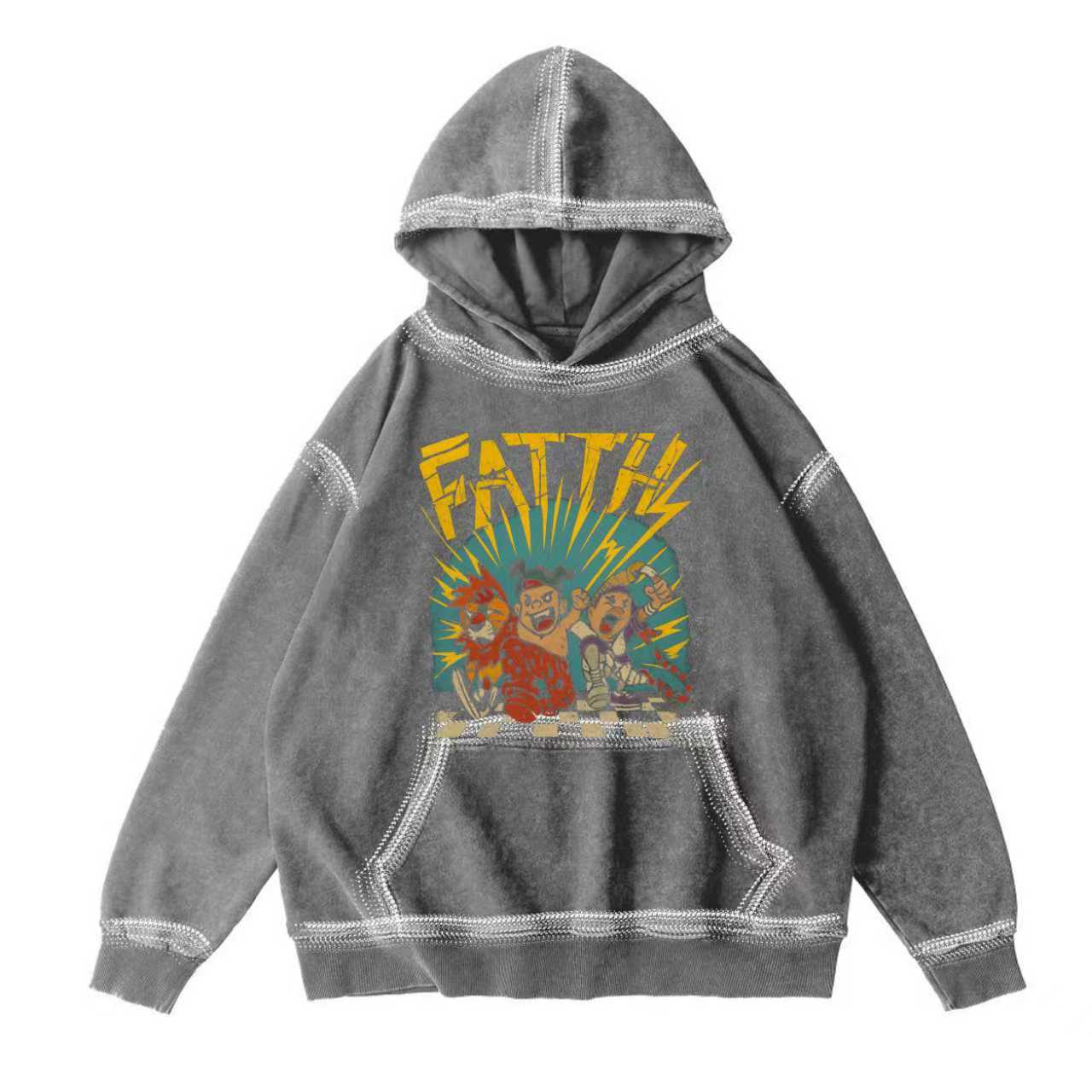 Fatth Vintage-Washed  Hoodie – [Oxide Union]