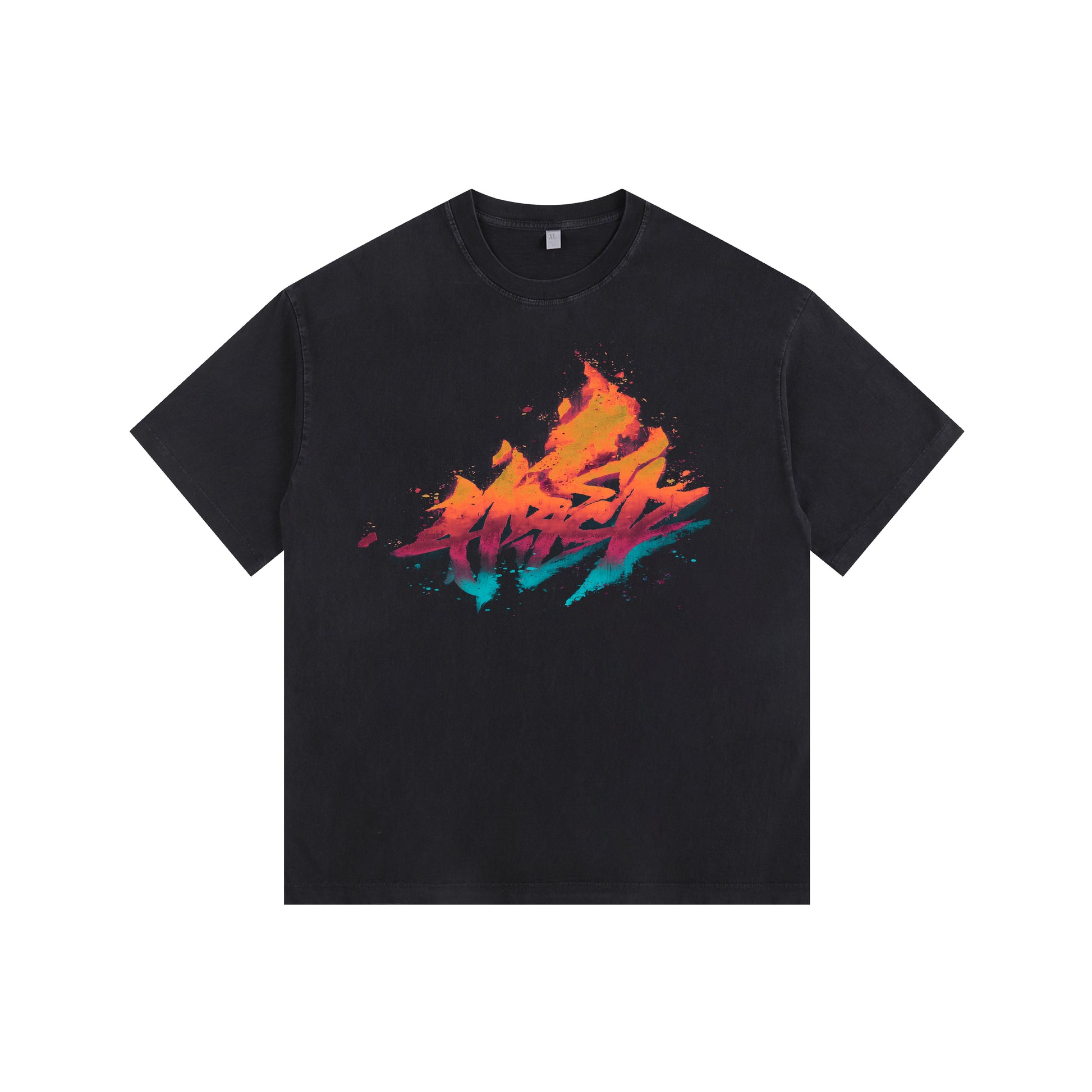 Flame Font Vintage-Washed Oversized T-shirt
