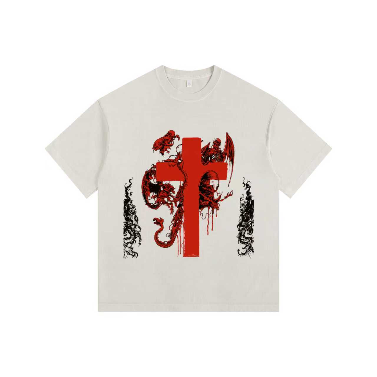 Demon Cross Vintage-washed oversized T-shirt