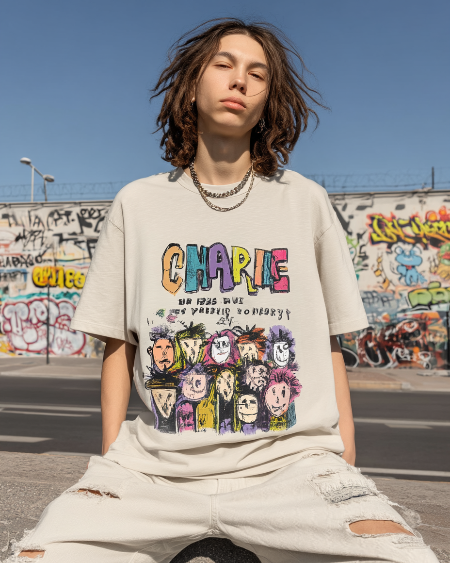 Vivid Crew Vintage-washed oversized tee