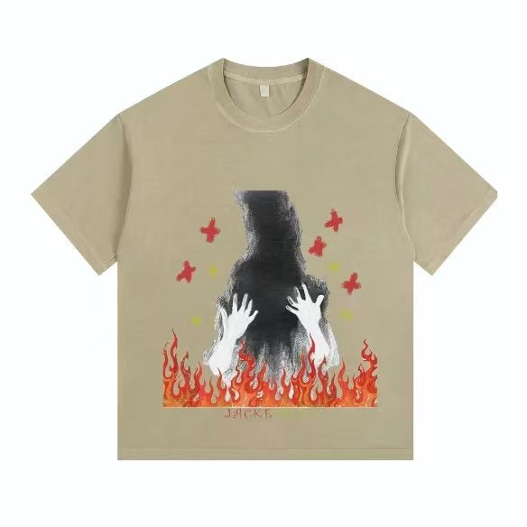 Blazeborne Hands Vintage-Washed Oversized Tee – [The Recounted Cloth]
