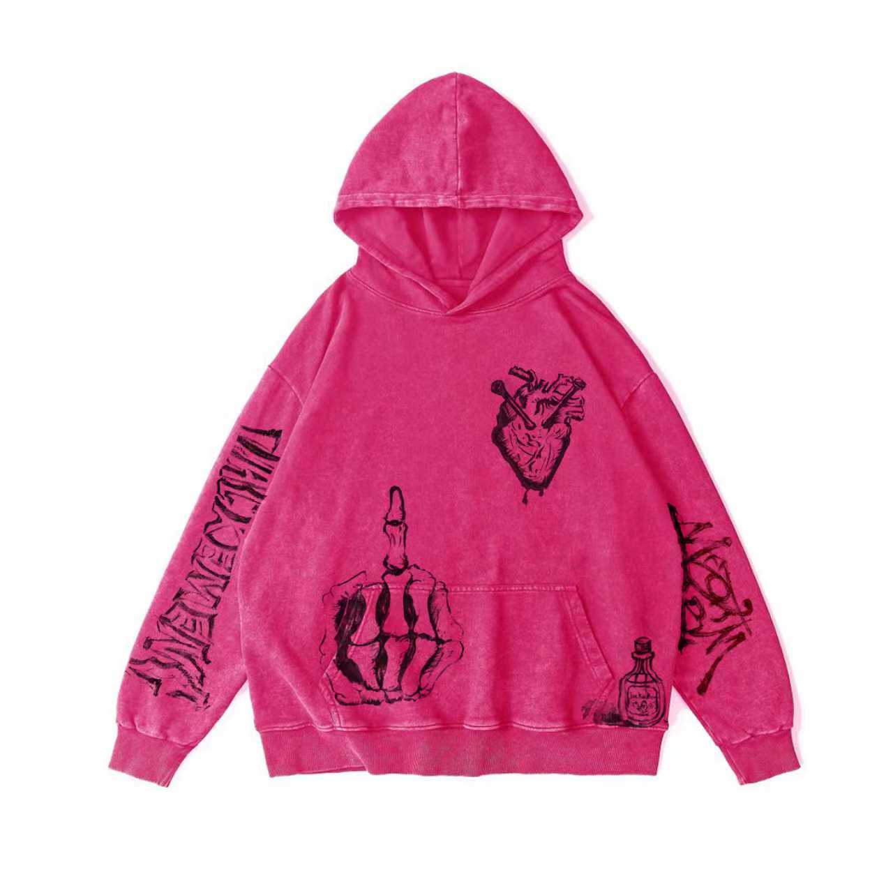 "Rebellious" Vintage-Washed Oversized Hoodie – [The Recounted Cloth]