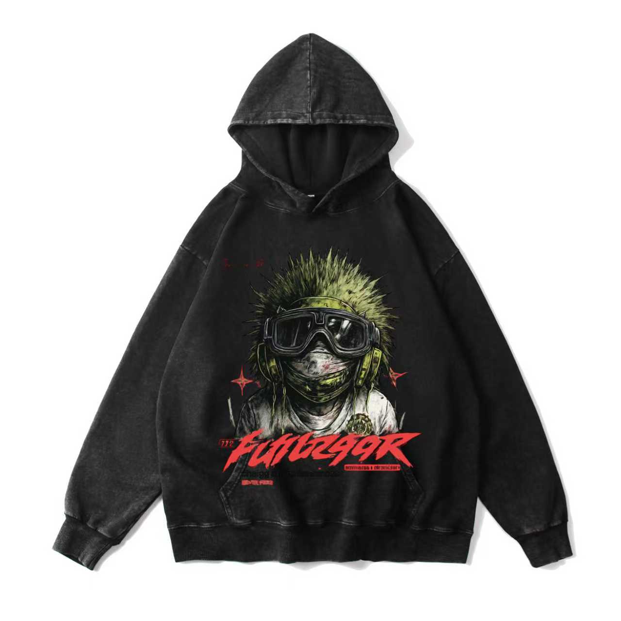 Green Sea Urchin Vintage-Washed  Hoodie