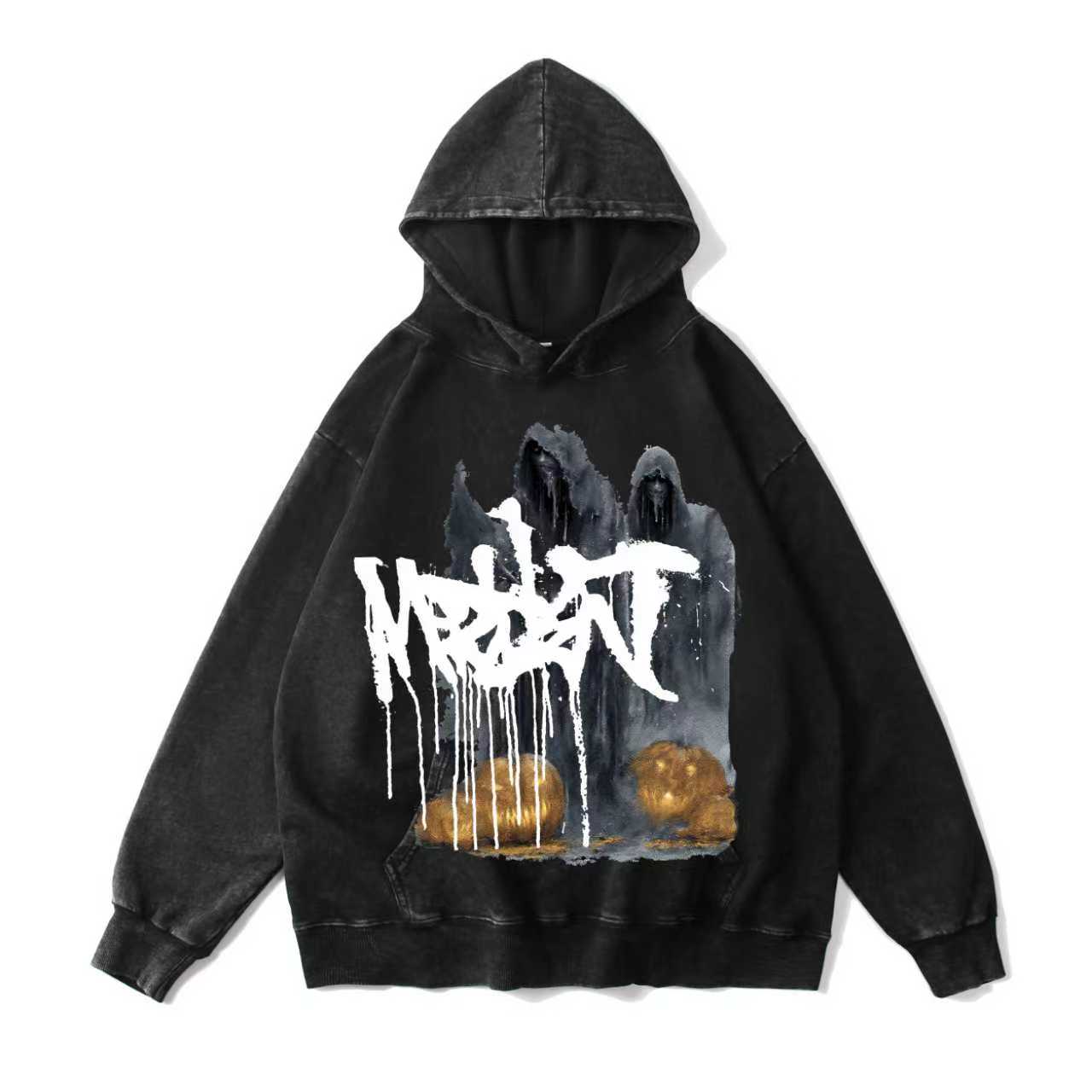 Death Vintage-Washed  Hoodie – [Halloween🎃]