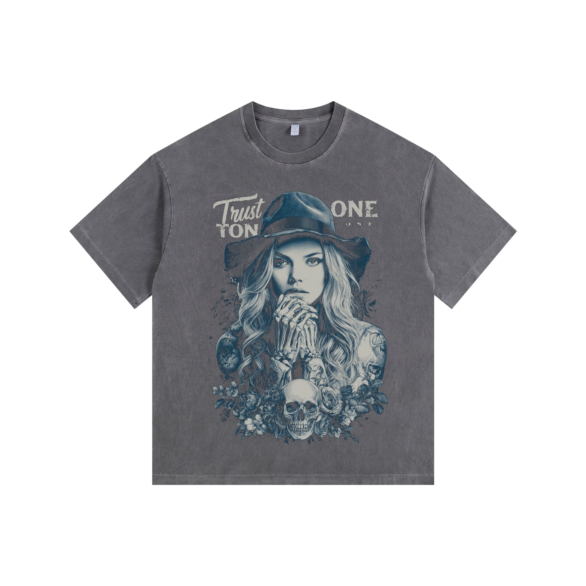 Skeleton Goddess Vintage-Washed Oversized T-shirt