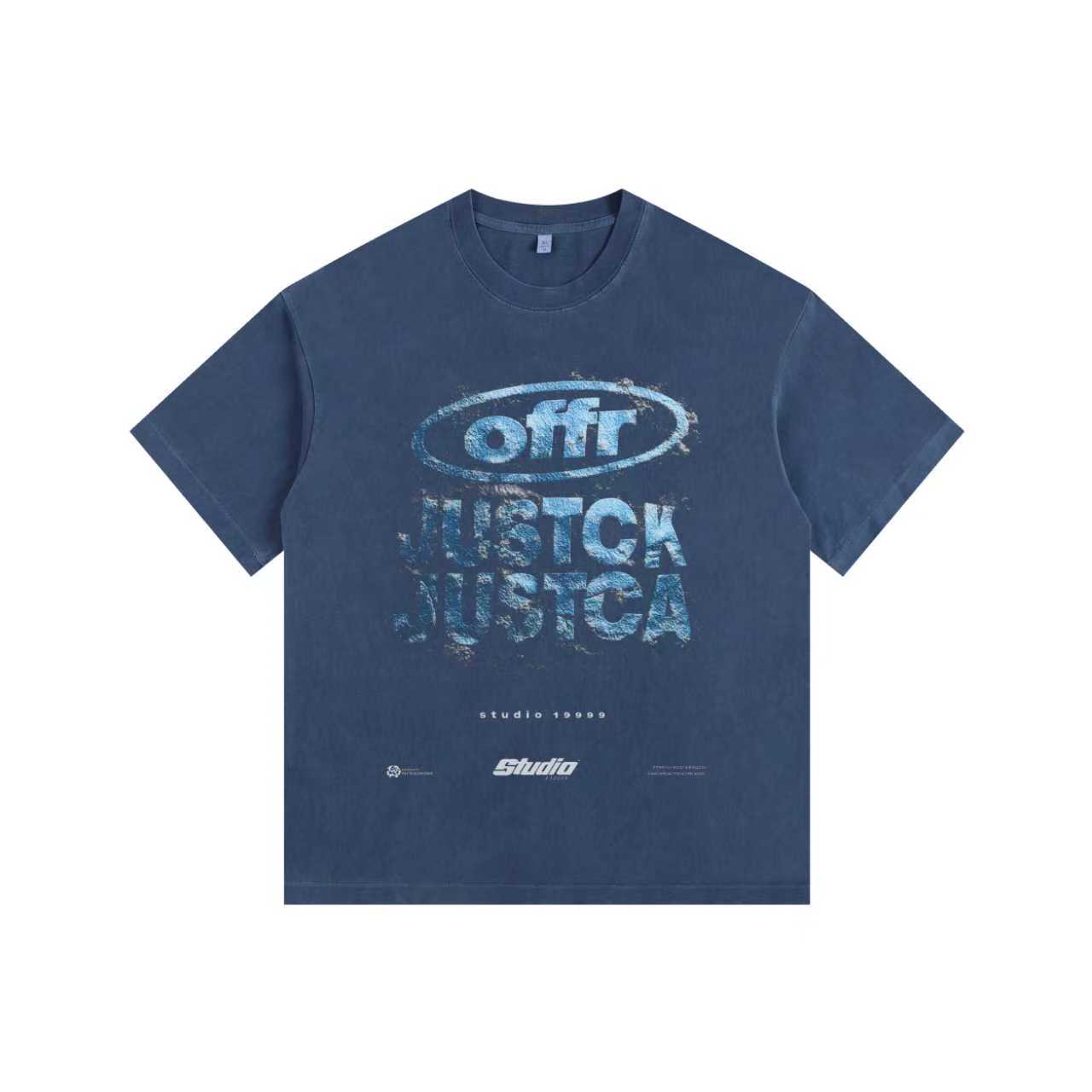 Wasteland Font Vintage-washed oversized T-shirt