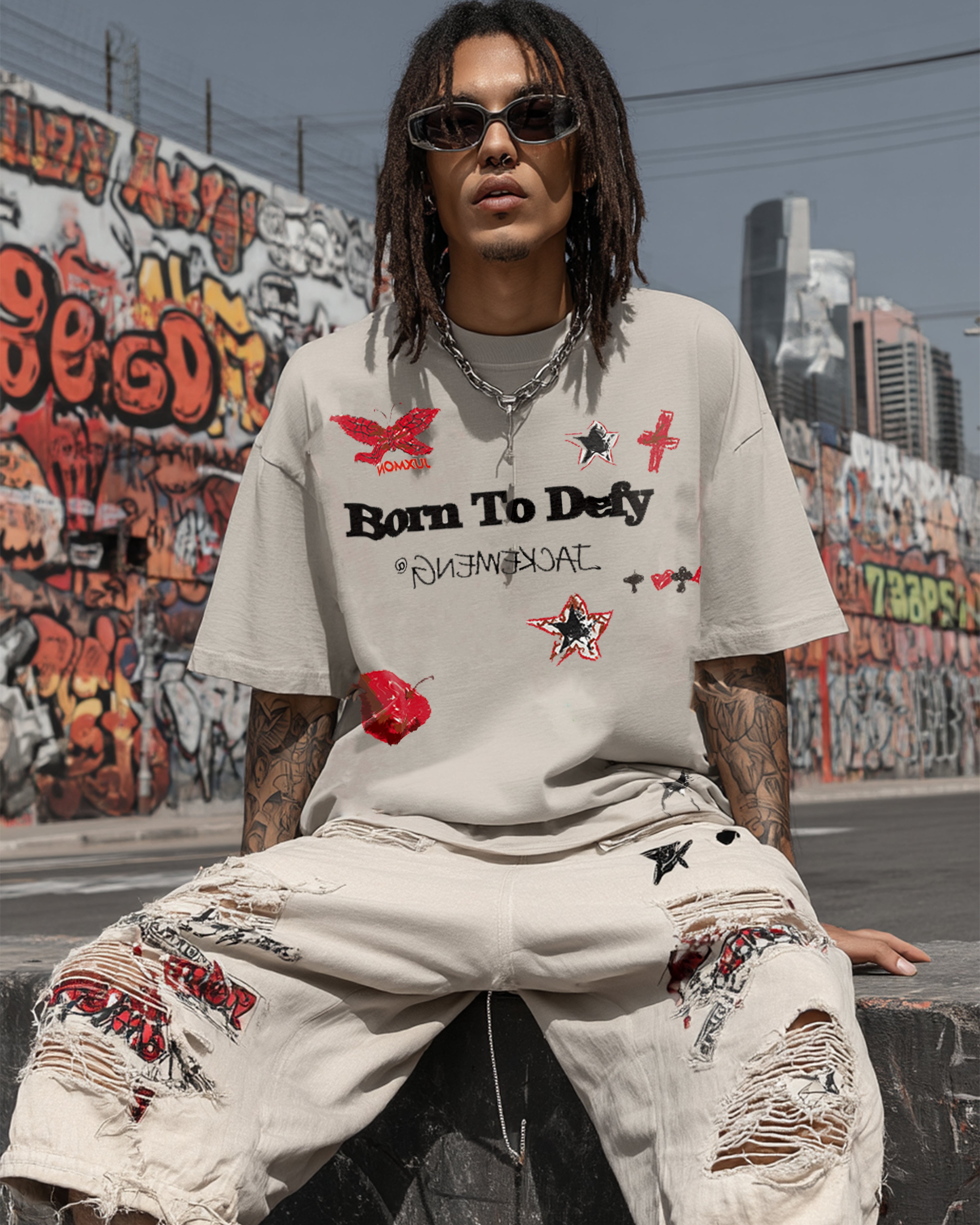 LETTER Vintage-washed oversize tee – [The Recounted Cloth]