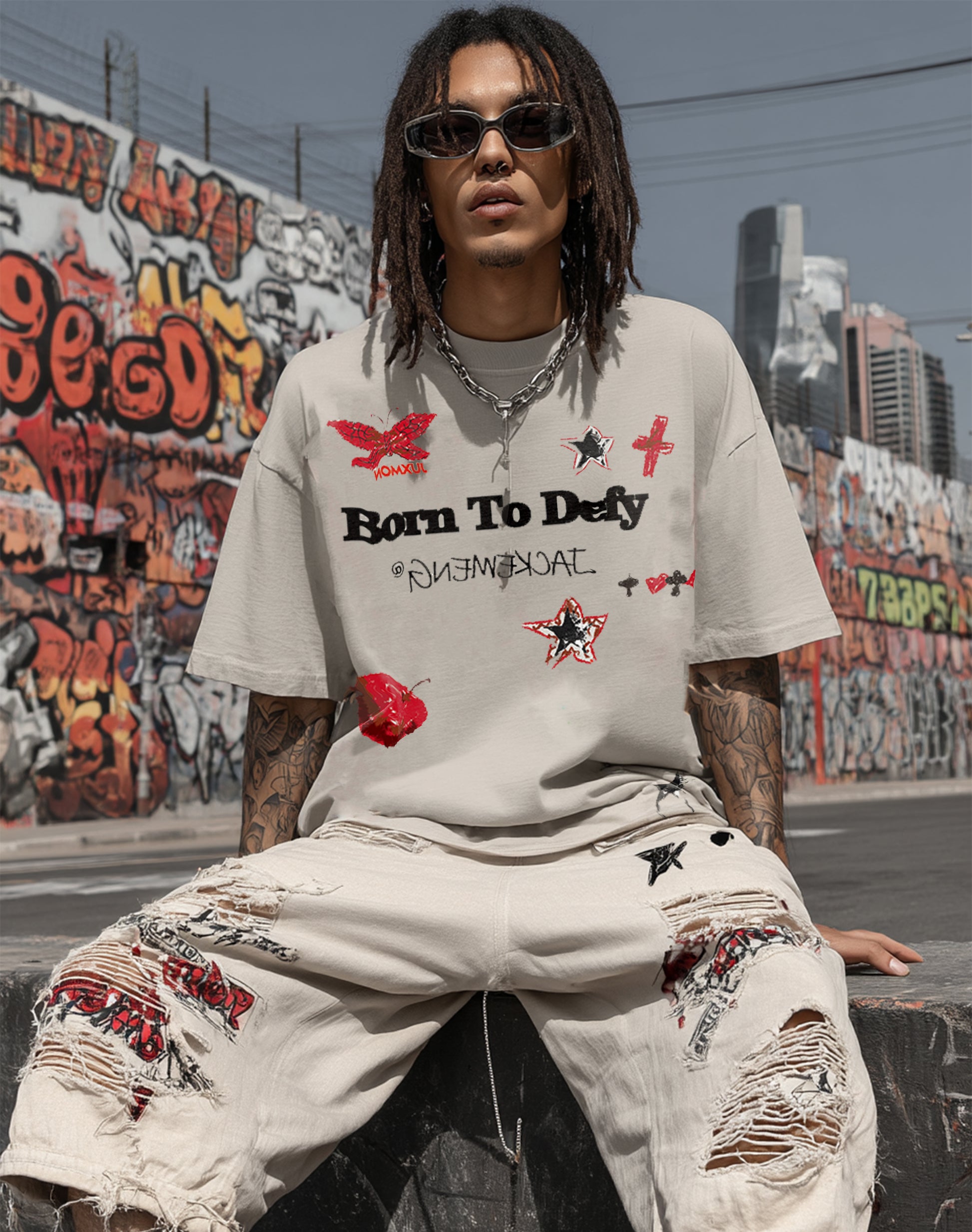 LETTER Vintage-washed oversize tee – [The Recounted Cloth]