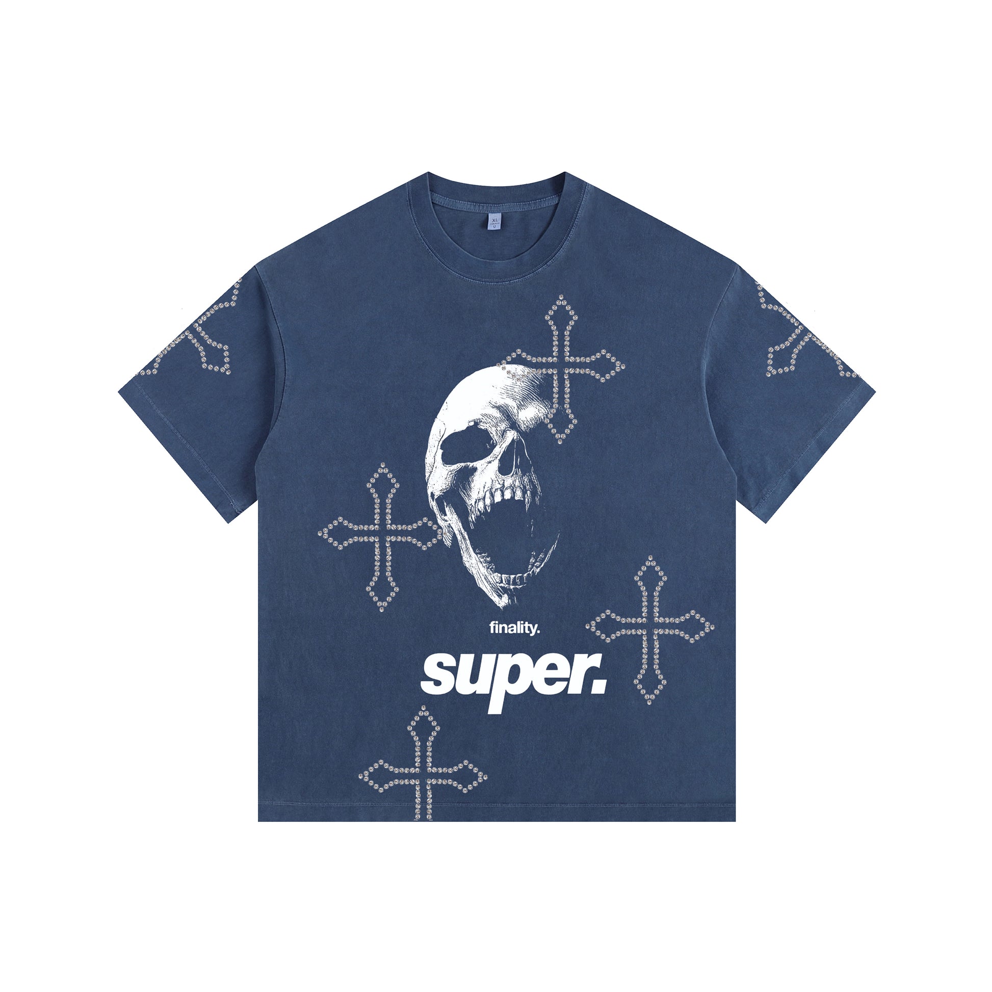 Creepy Skull  Vintage-washed oversized T-shirt - [CRYSTAL REBEL]