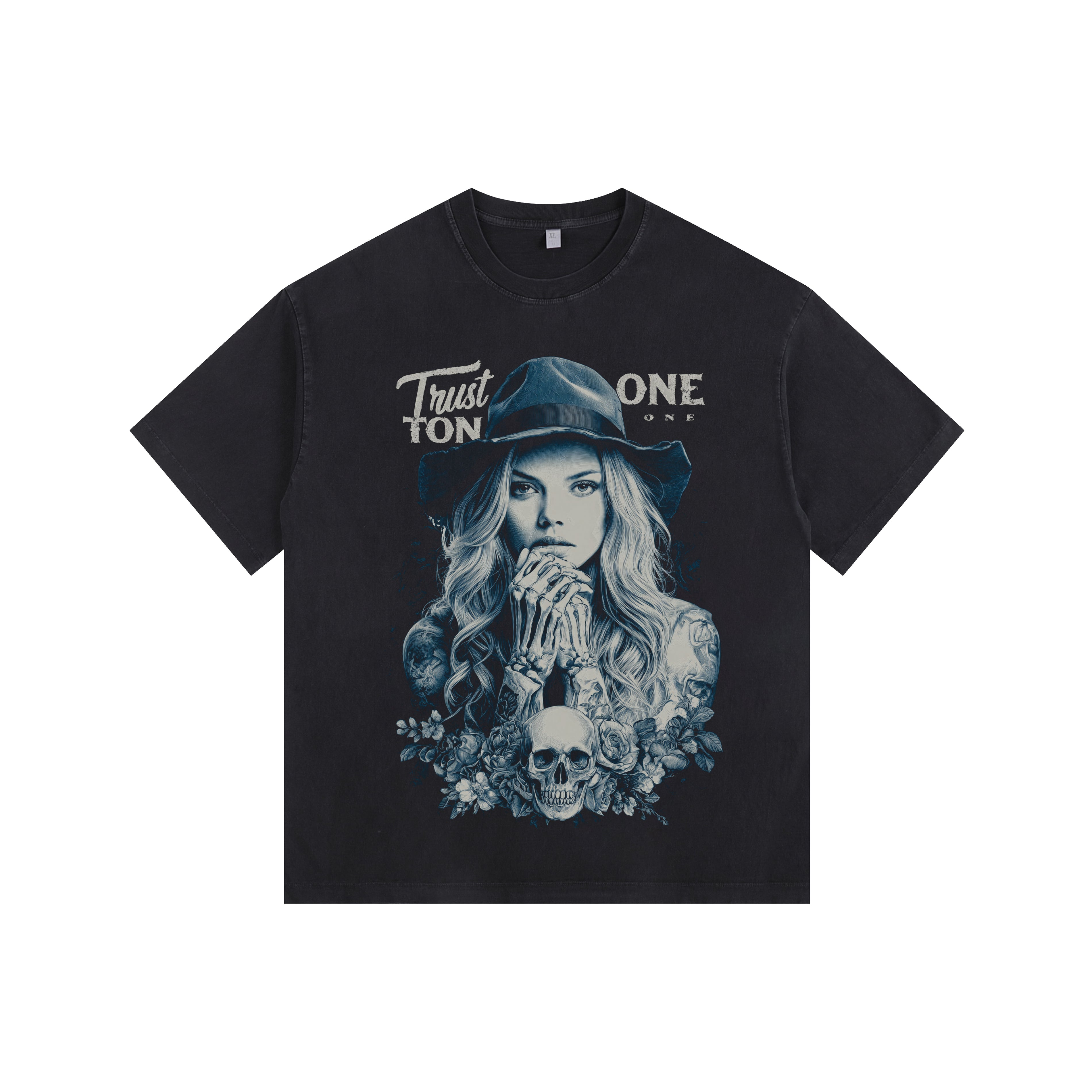 Skeleton Goddess Vintage-Washed Oversized T-shirt