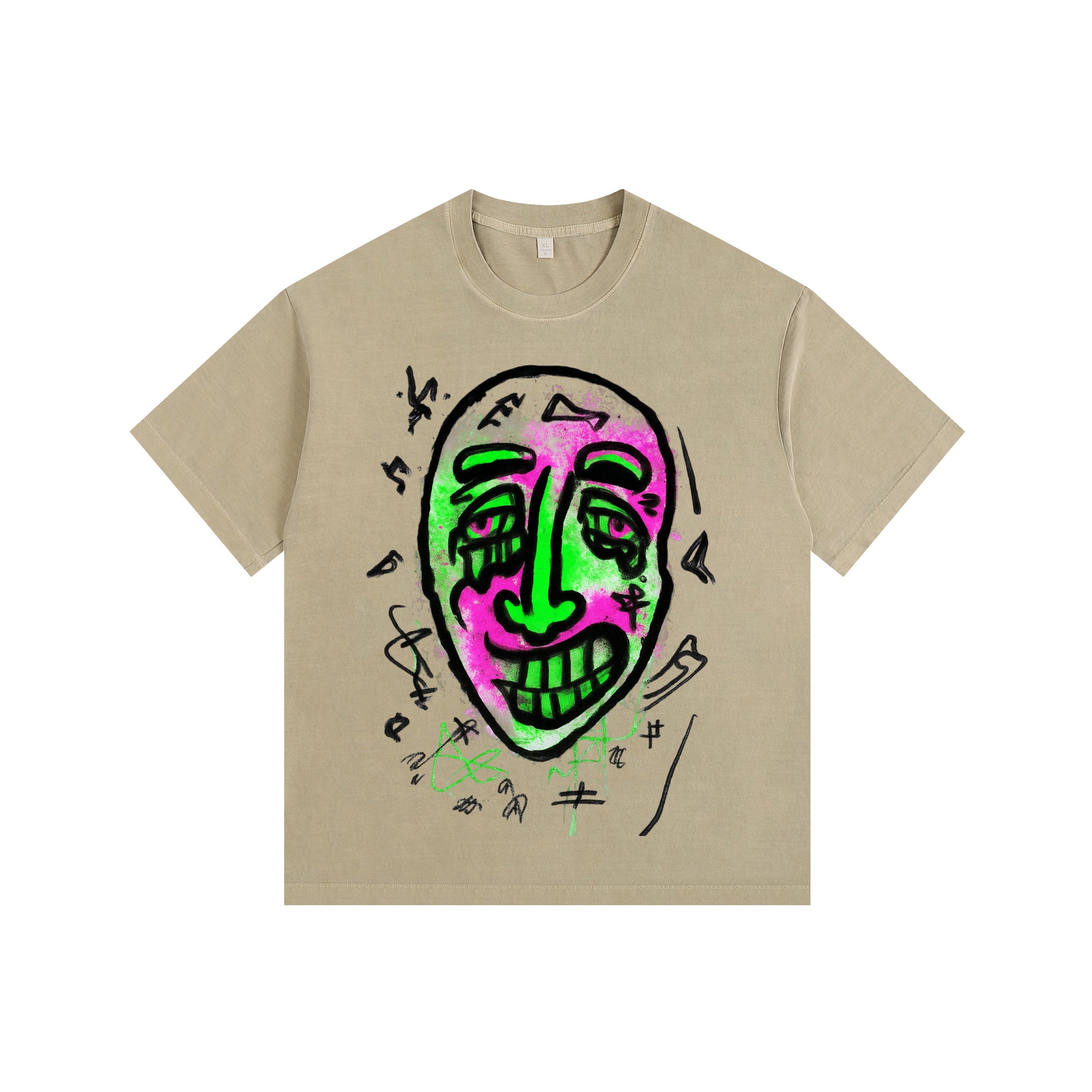 Comical Face Vintage-washed oversized T-shirt