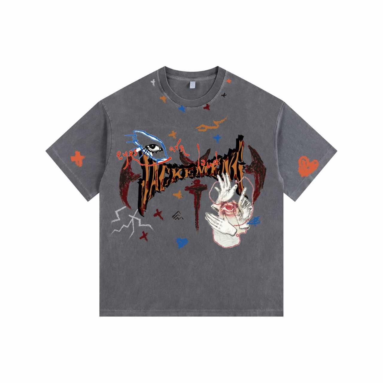 Demon JACKEMENG Vintage-Washed Oversized Tee – [The Recounted Cloth]