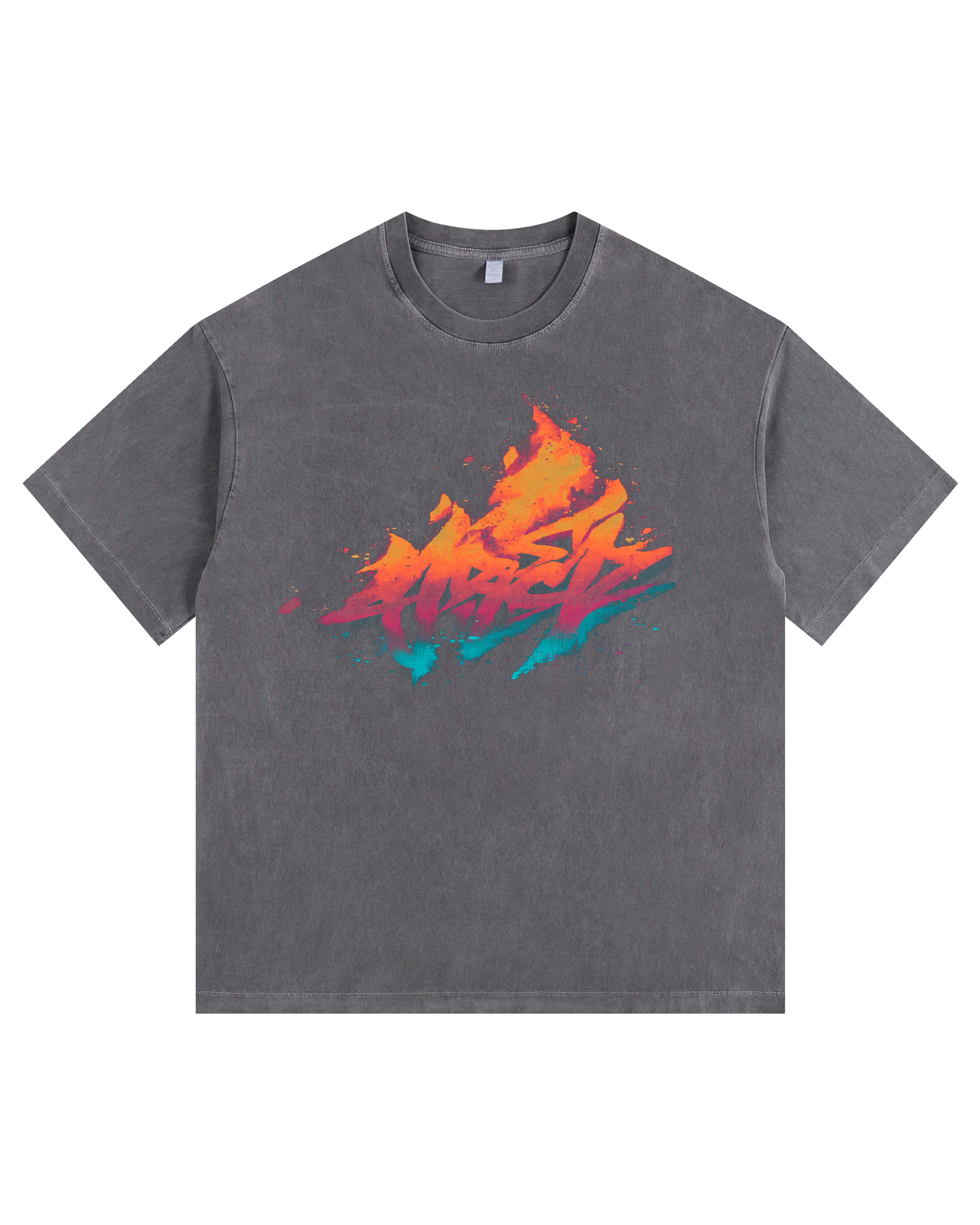 Flame Font Vintage-Washed Oversized T-shirt