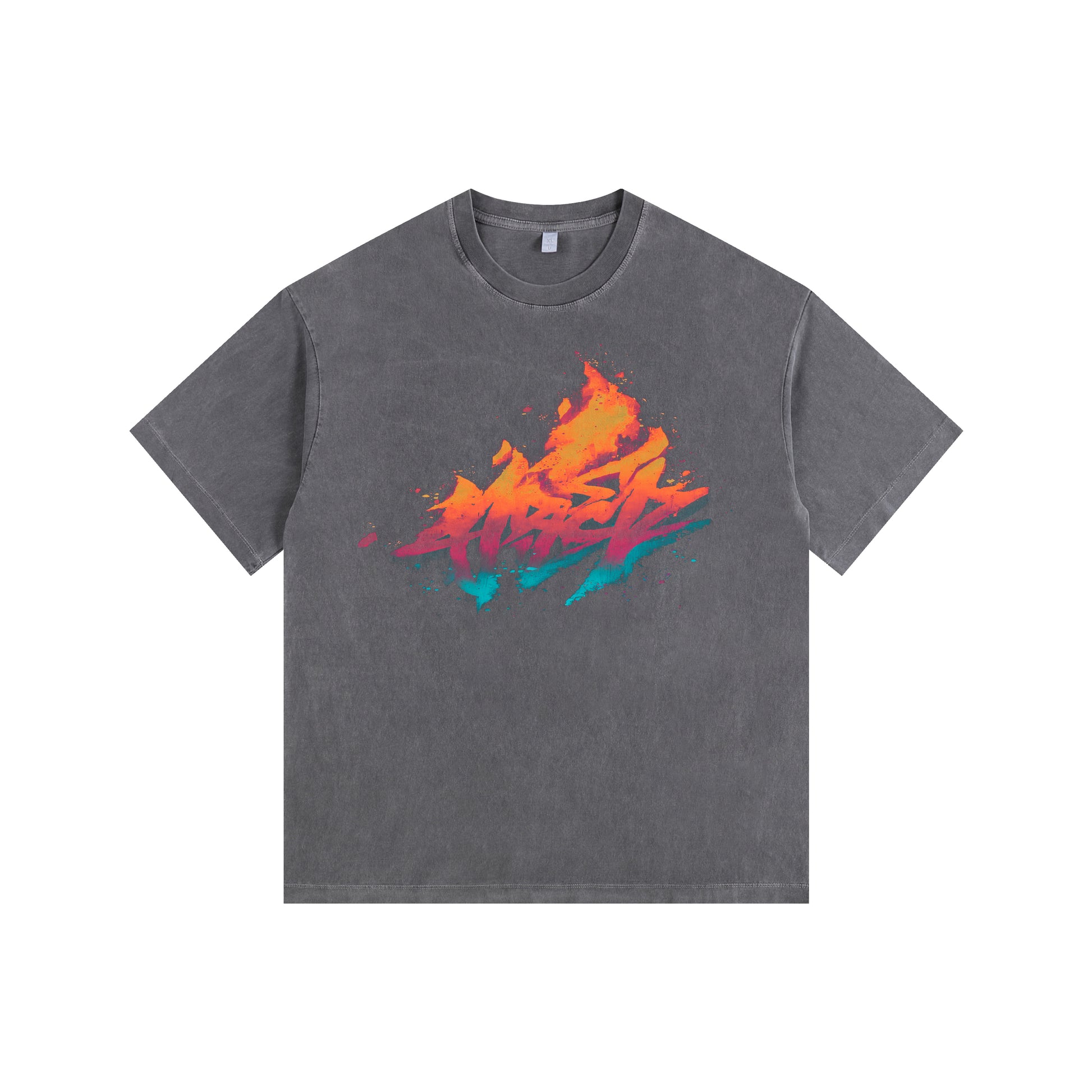 Flame Font Vintage-Washed Oversized T-shirt