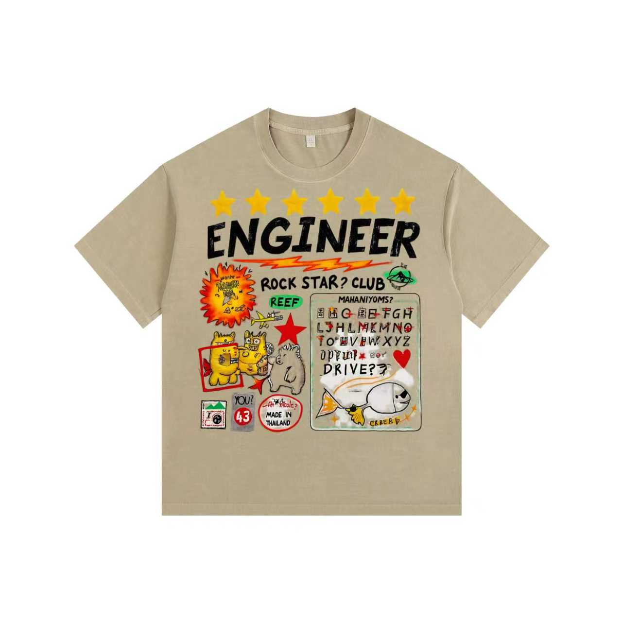 Street-style illustration Vintage-washed oversized T-shirt