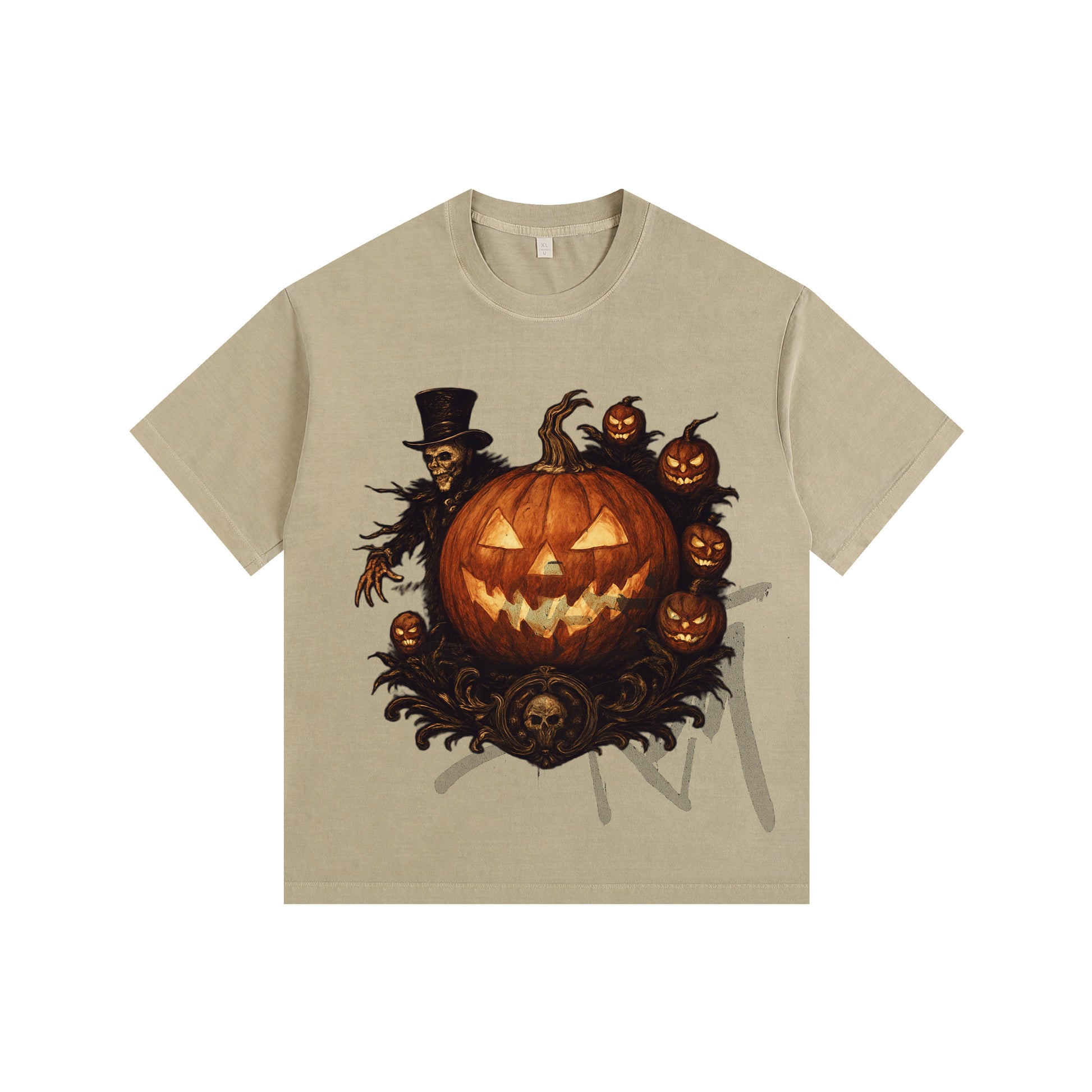 Halloween pumpkin Vintage-Washed Oversized T-shirt – [Halloween🎃]