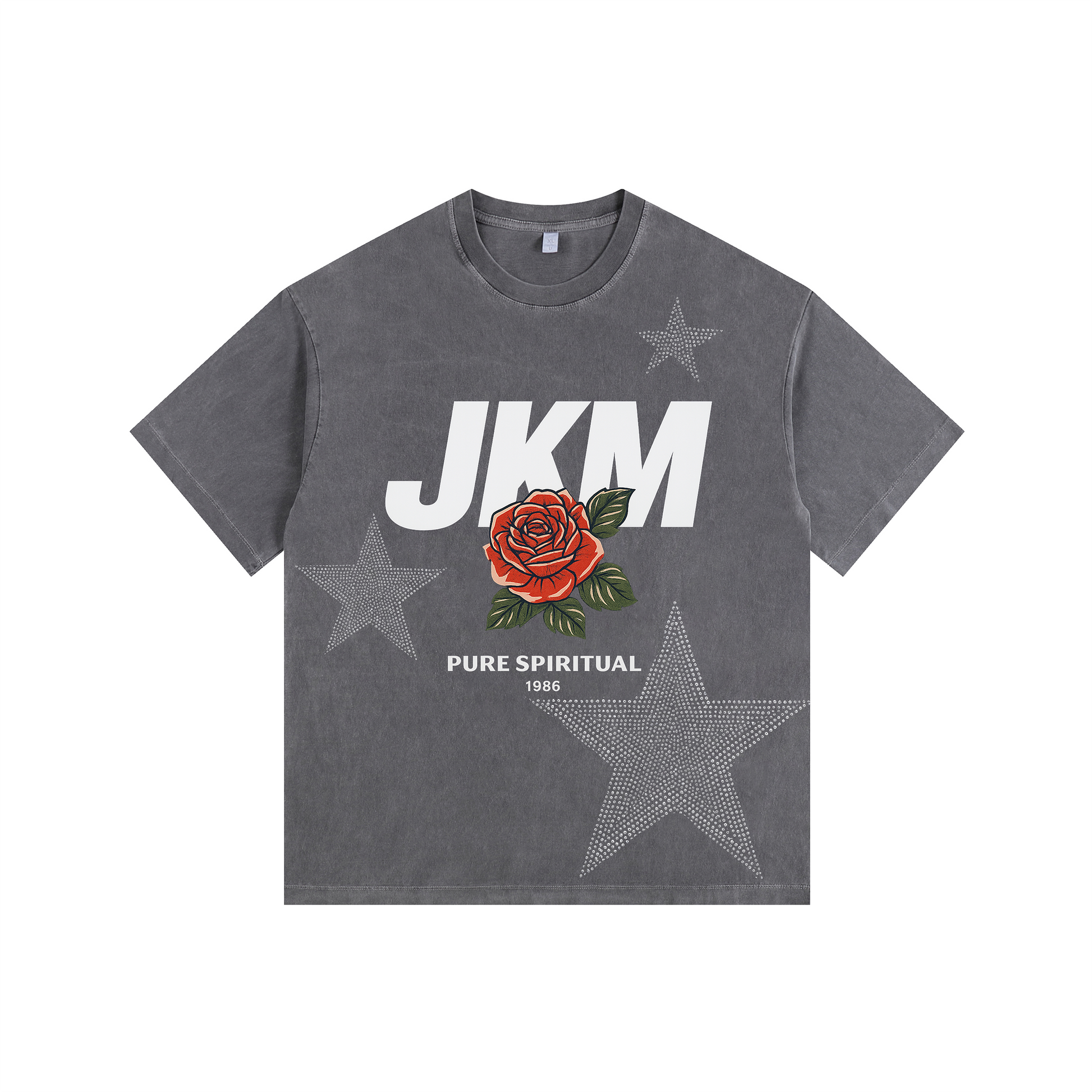 JKM Rose Vintage-washed oversized T-shirt - [CRYSTAL REBEL]