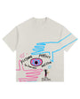 Eye Doodle Vintage-washed oversized T-shirt - [The Recounted Cloth]