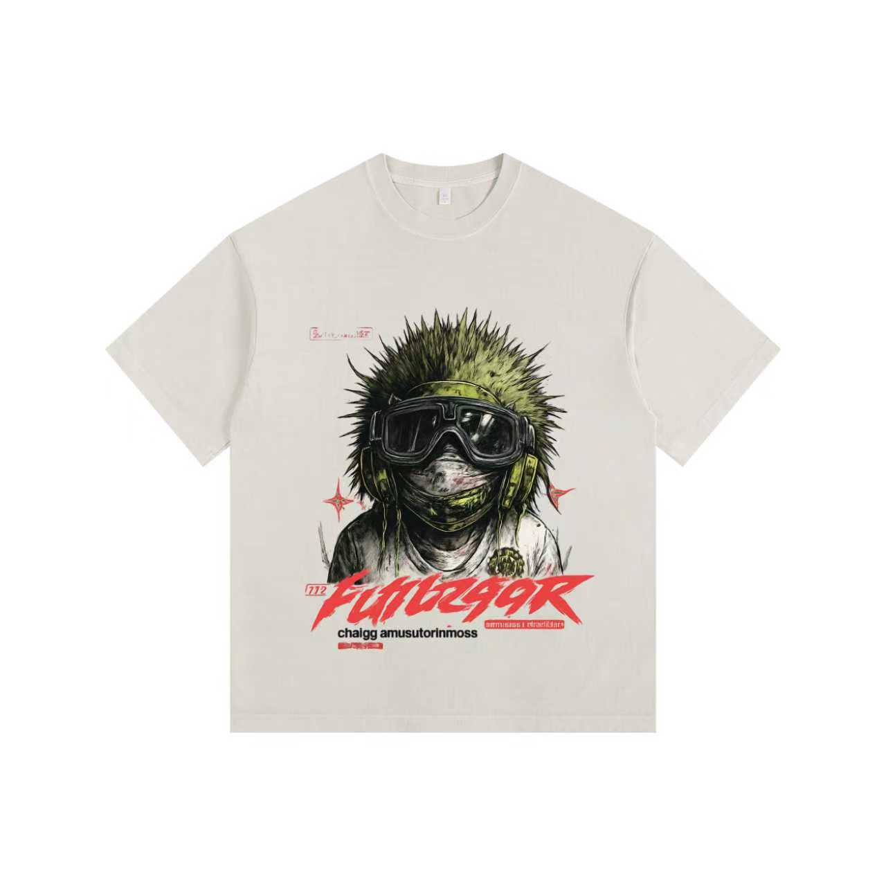 Green Sea Urchin Vintage-Washed Oversized T-shirt