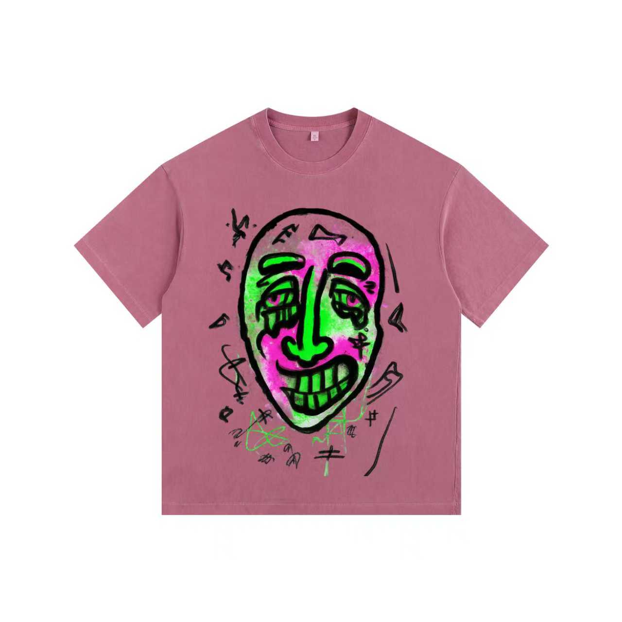 Comical Face Vintage-washed oversized T-shirt