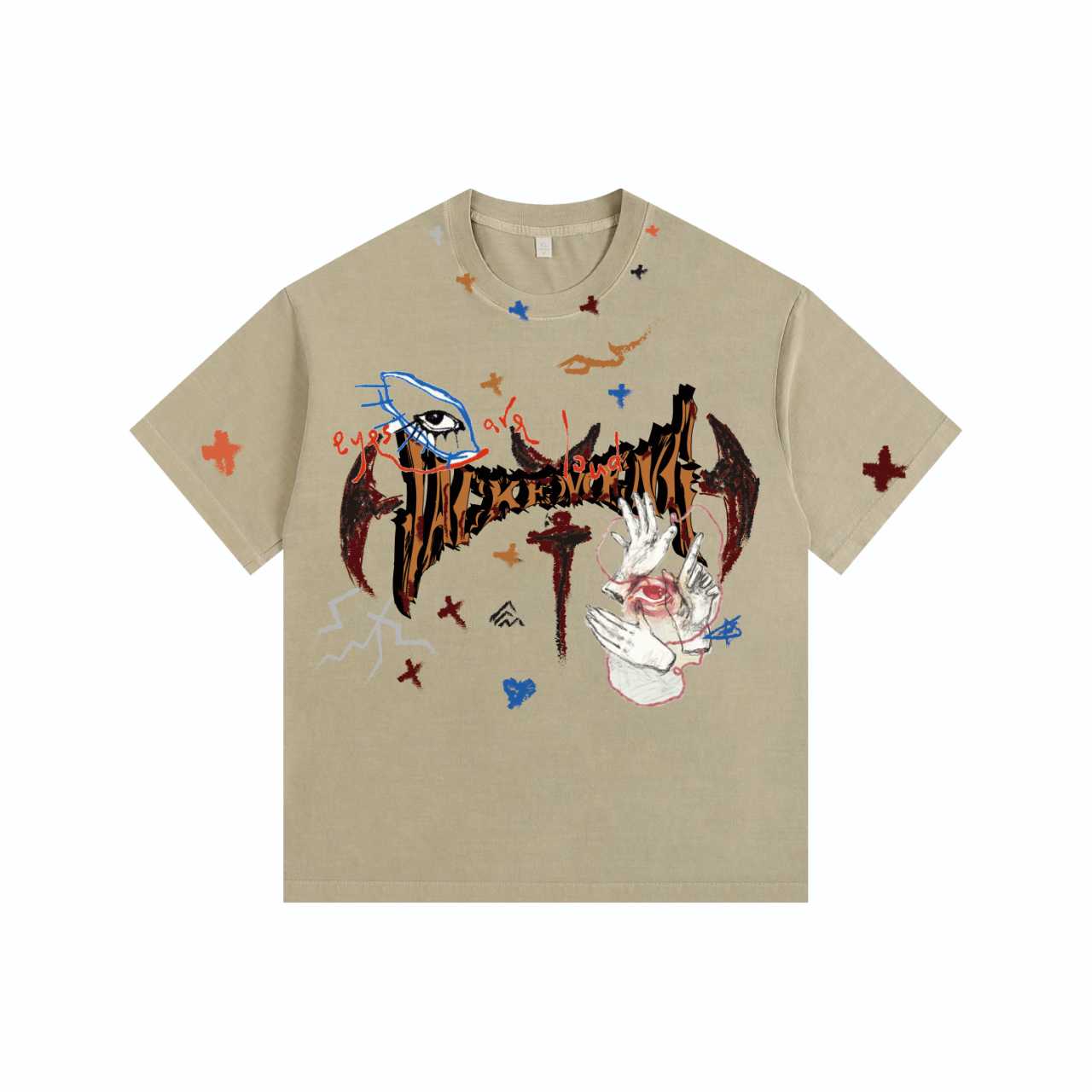 Demon JACKEMENG Vintage-Washed Oversized Tee – [The Recounted Cloth]