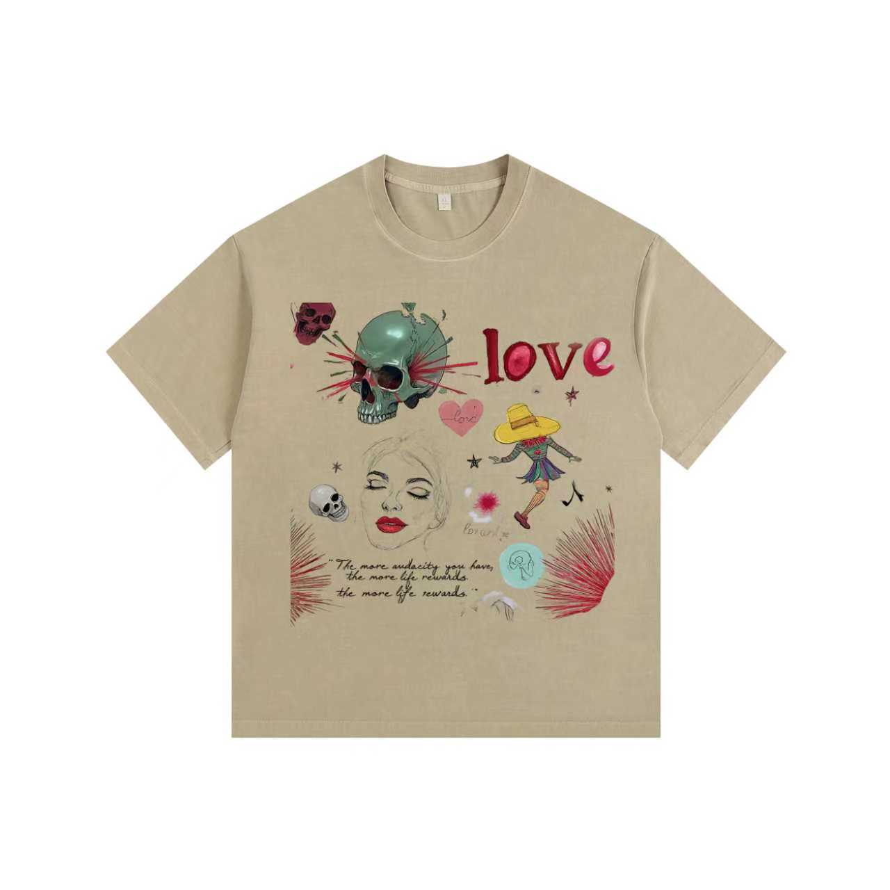 Ghostly Romance Vintage-washed oversized T-shirt - [The Recounted Cloth]