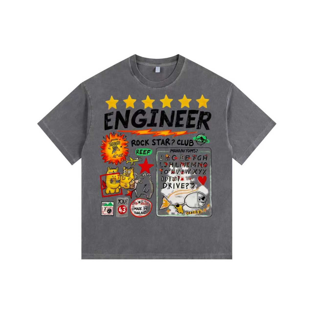 Street-style illustration Vintage-washed oversized T-shirt