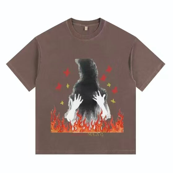 Blazeborne Hands Vintage-Washed Oversized Tee – [The Recounted Cloth]