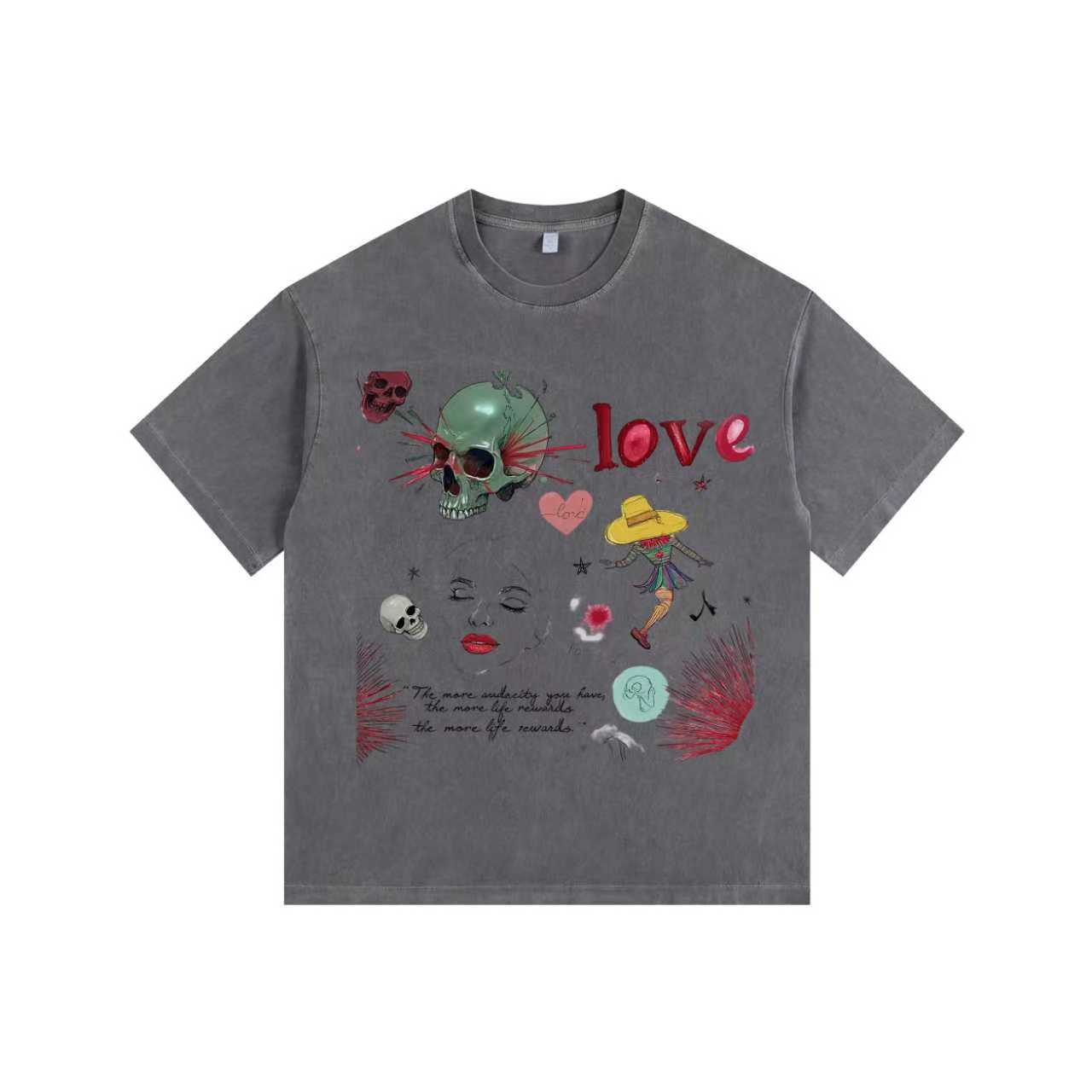 Ghostly Romance Vintage-washed oversized T-shirt - [The Recounted Cloth]
