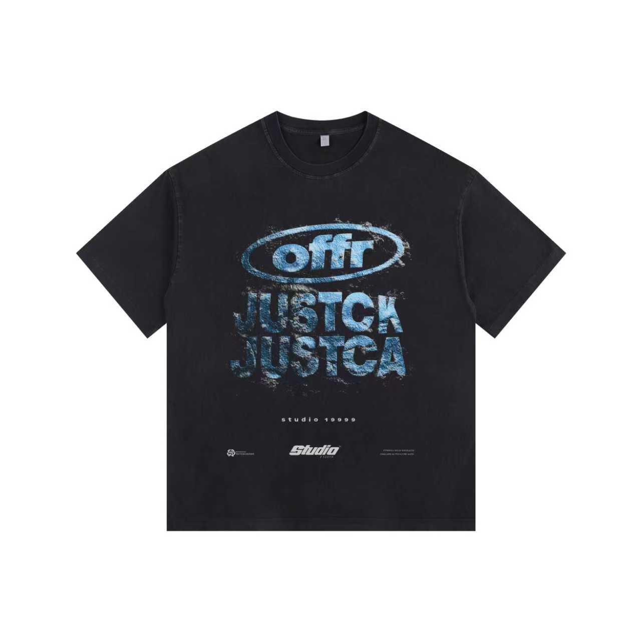 Wasteland Font Vintage-washed oversized T-shirt