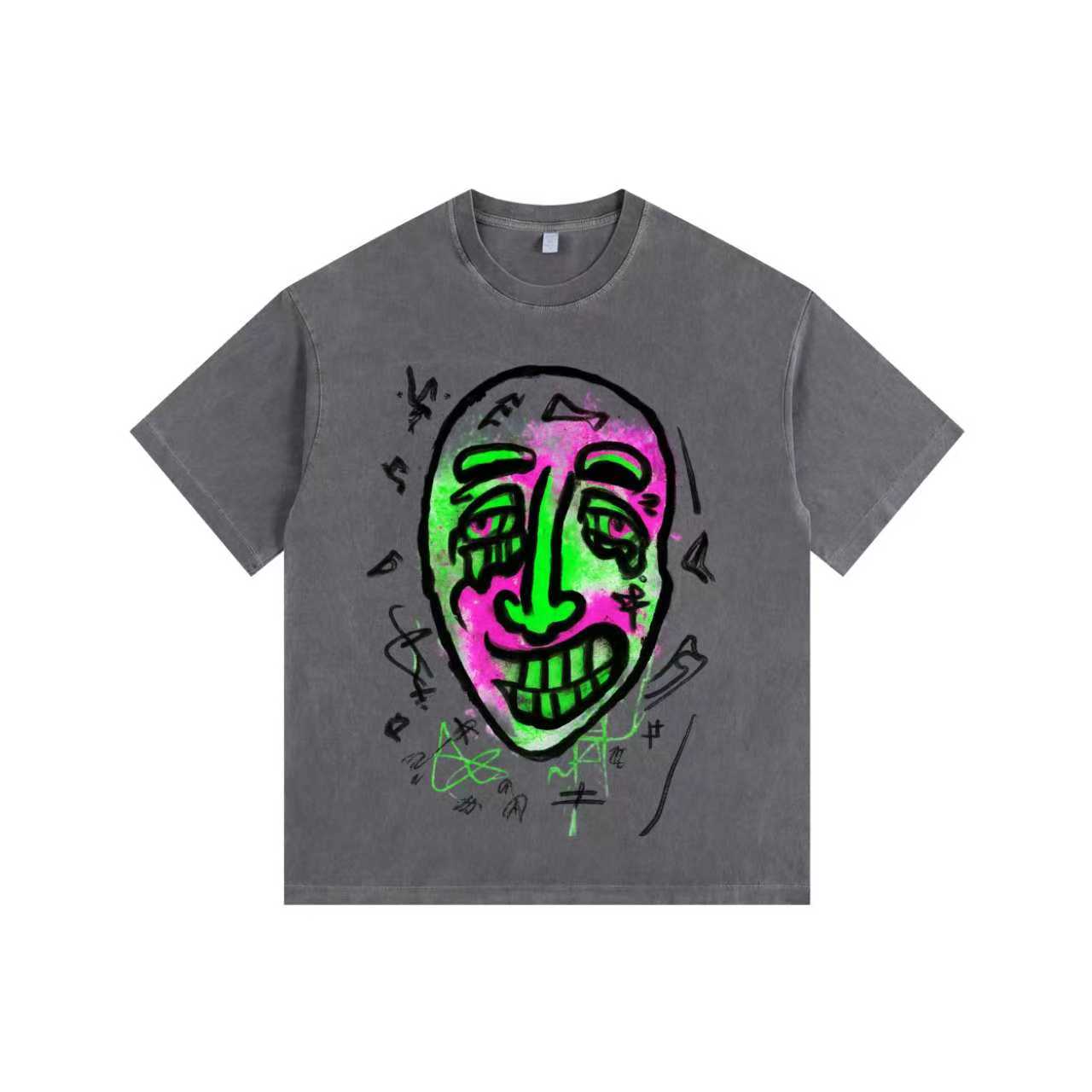 Comical Face Vintage-washed oversized T-shirt