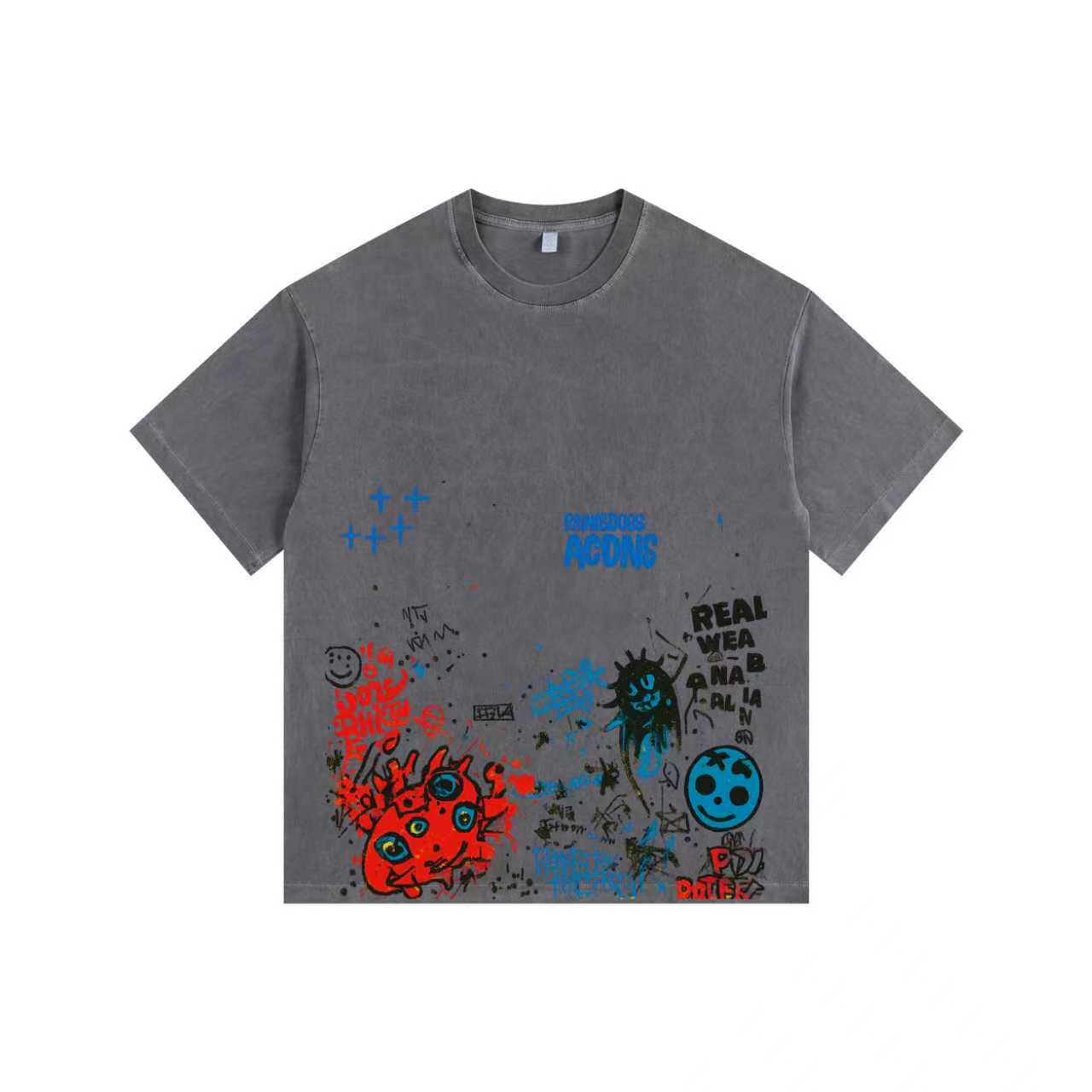 Street Doodle Vintage-washed oversized T-shirt
