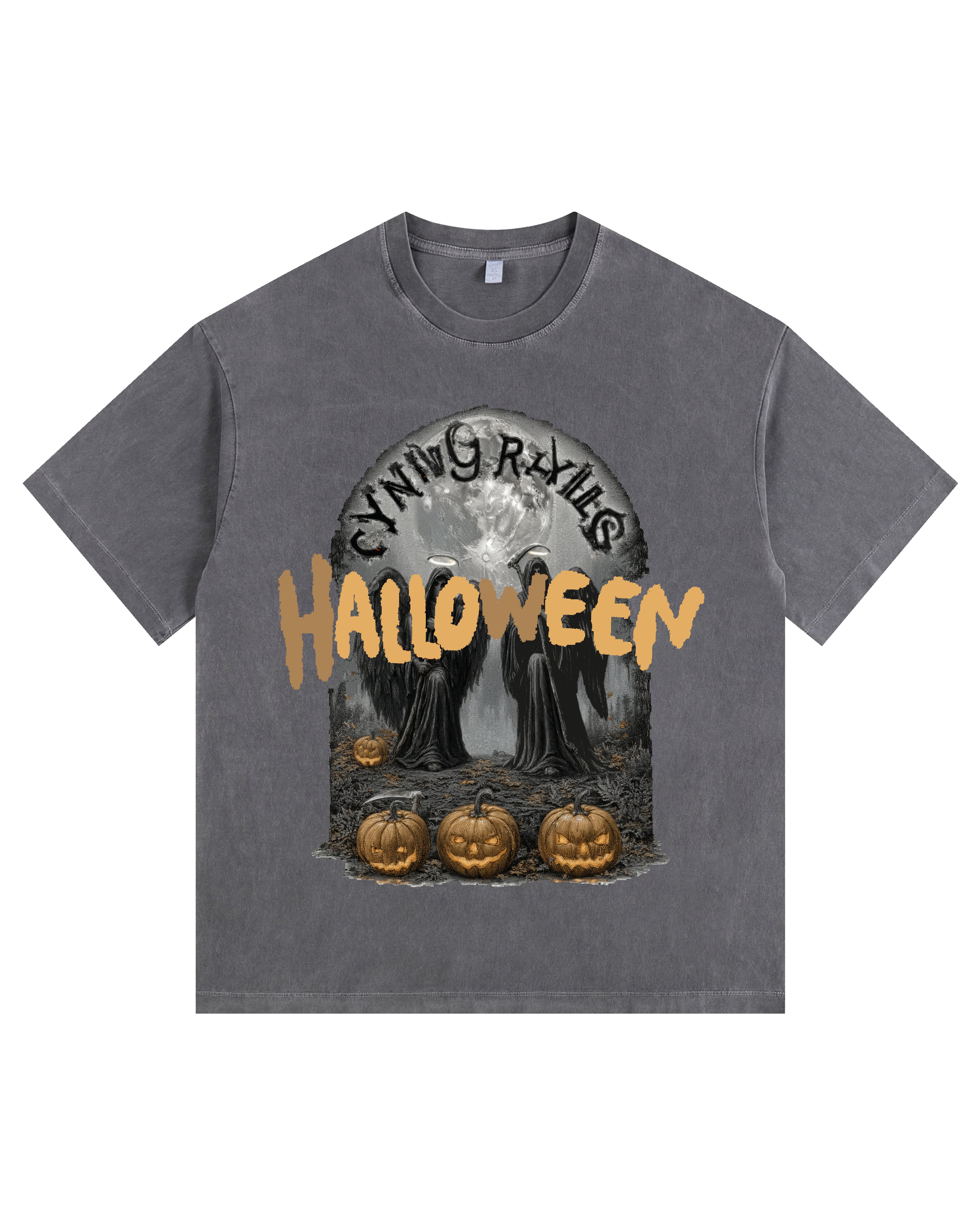 Death Vintage-Washed Oversized T-shirt – [Halloween🎃]