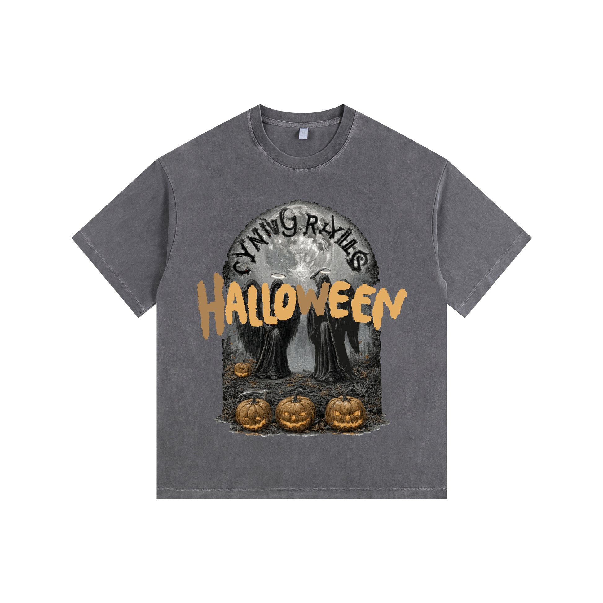 Death Vintage-Washed Oversized T-shirt – [Halloween🎃]