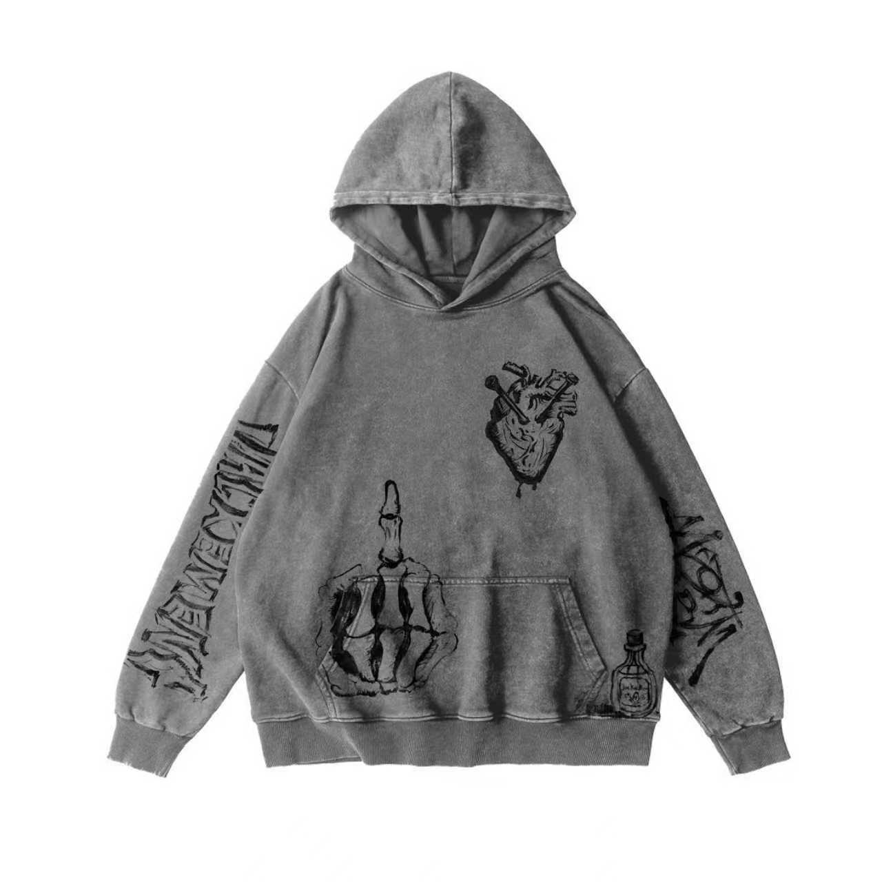 "Rebellious" Vintage-Washed Oversized Hoodie – [The Recounted Cloth]