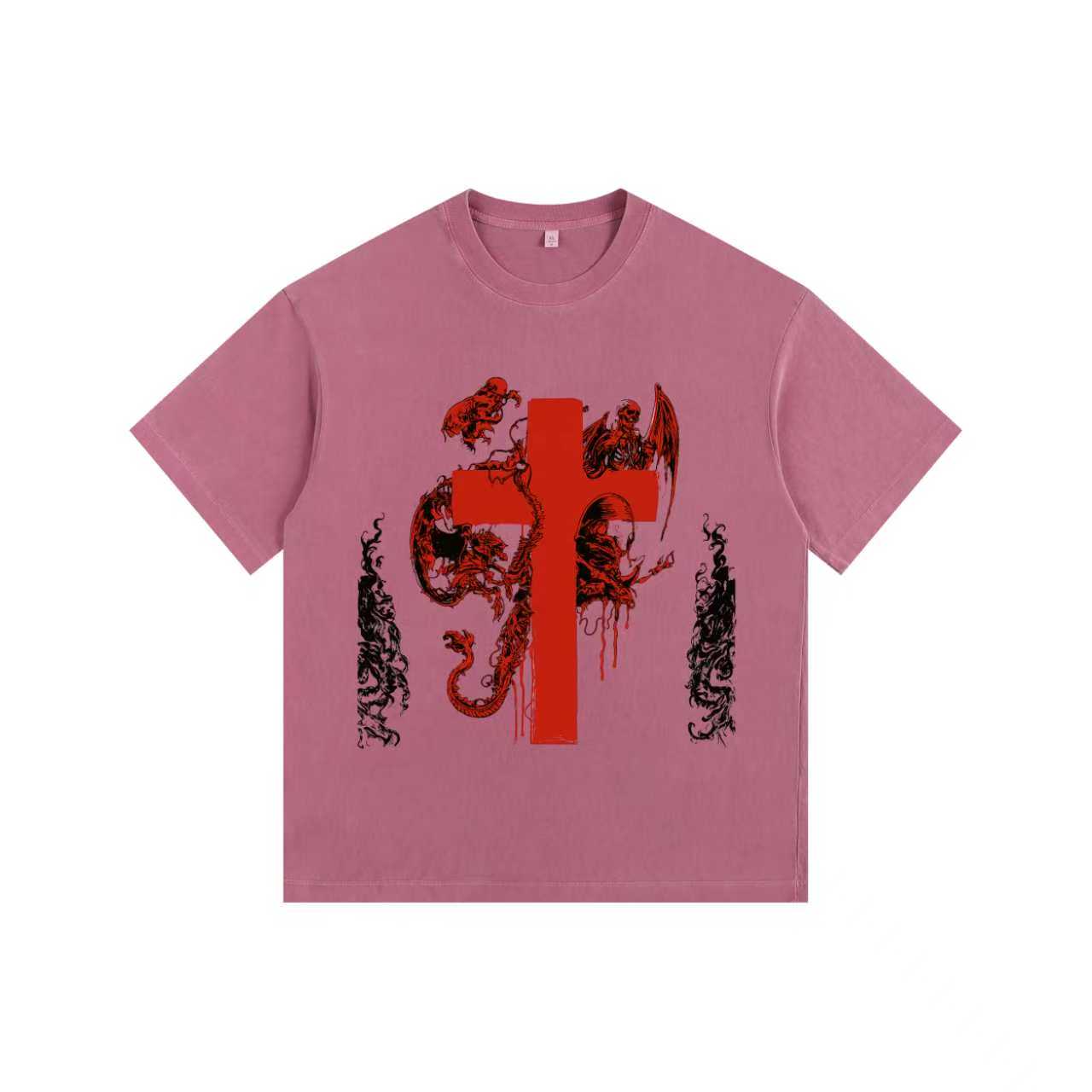 Demon Cross Vintage-washed oversized T-shirt