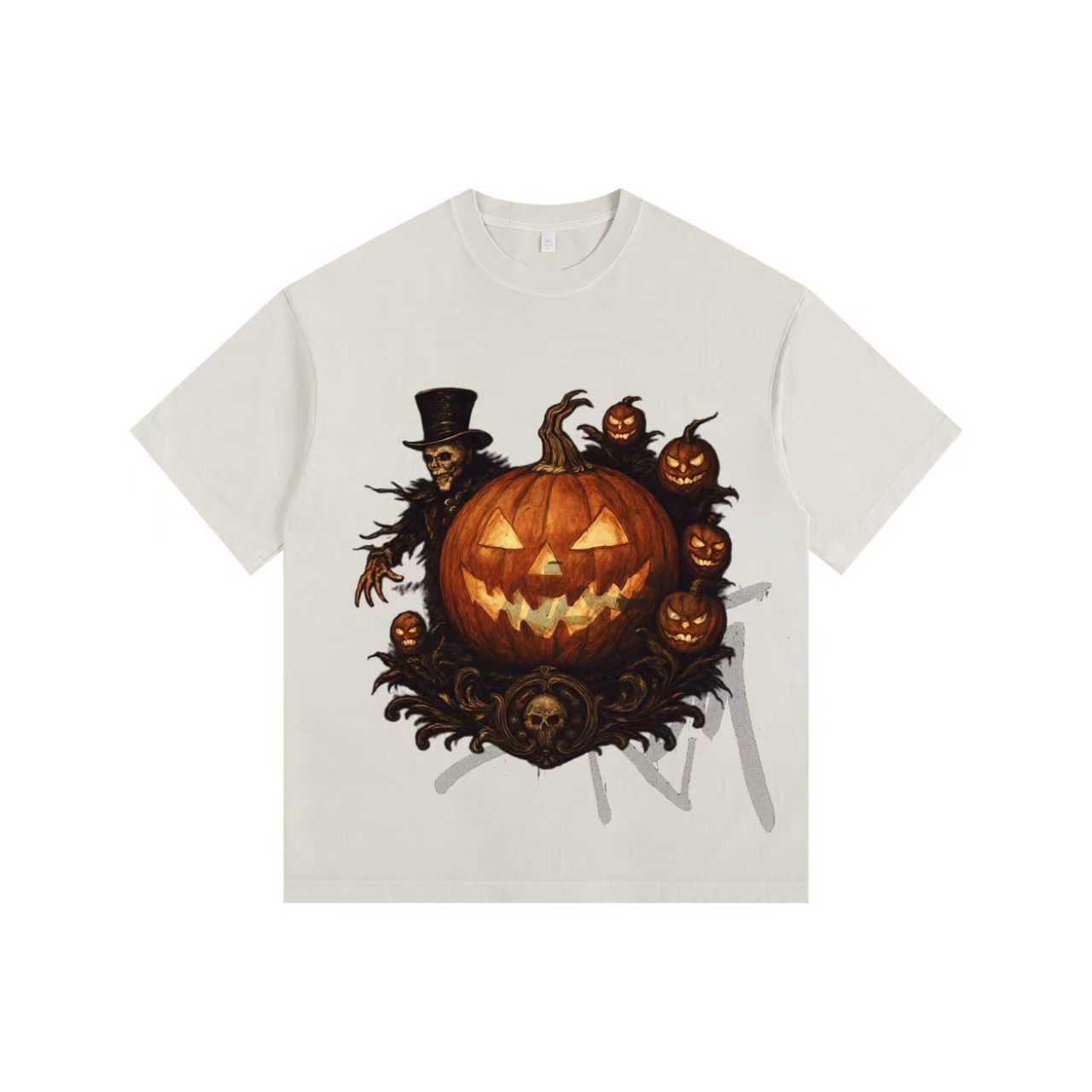 Halloween pumpkin Vintage-Washed Oversized T-shirt – [Halloween🎃]