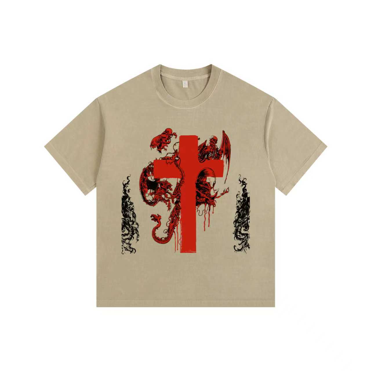 Demon Cross Vintage-washed oversized T-shirt
